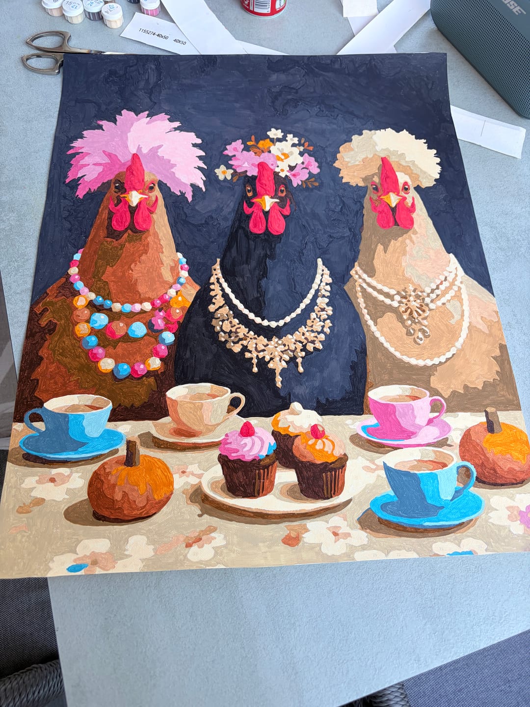Customer photo review of Fancy Chickens Society | Paint by Number