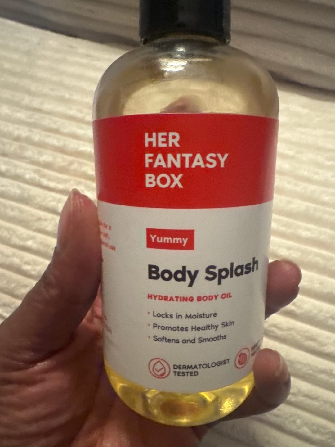 Customer photo review of Body Splash - Skin Smoothing Body Oil  (Yummy)