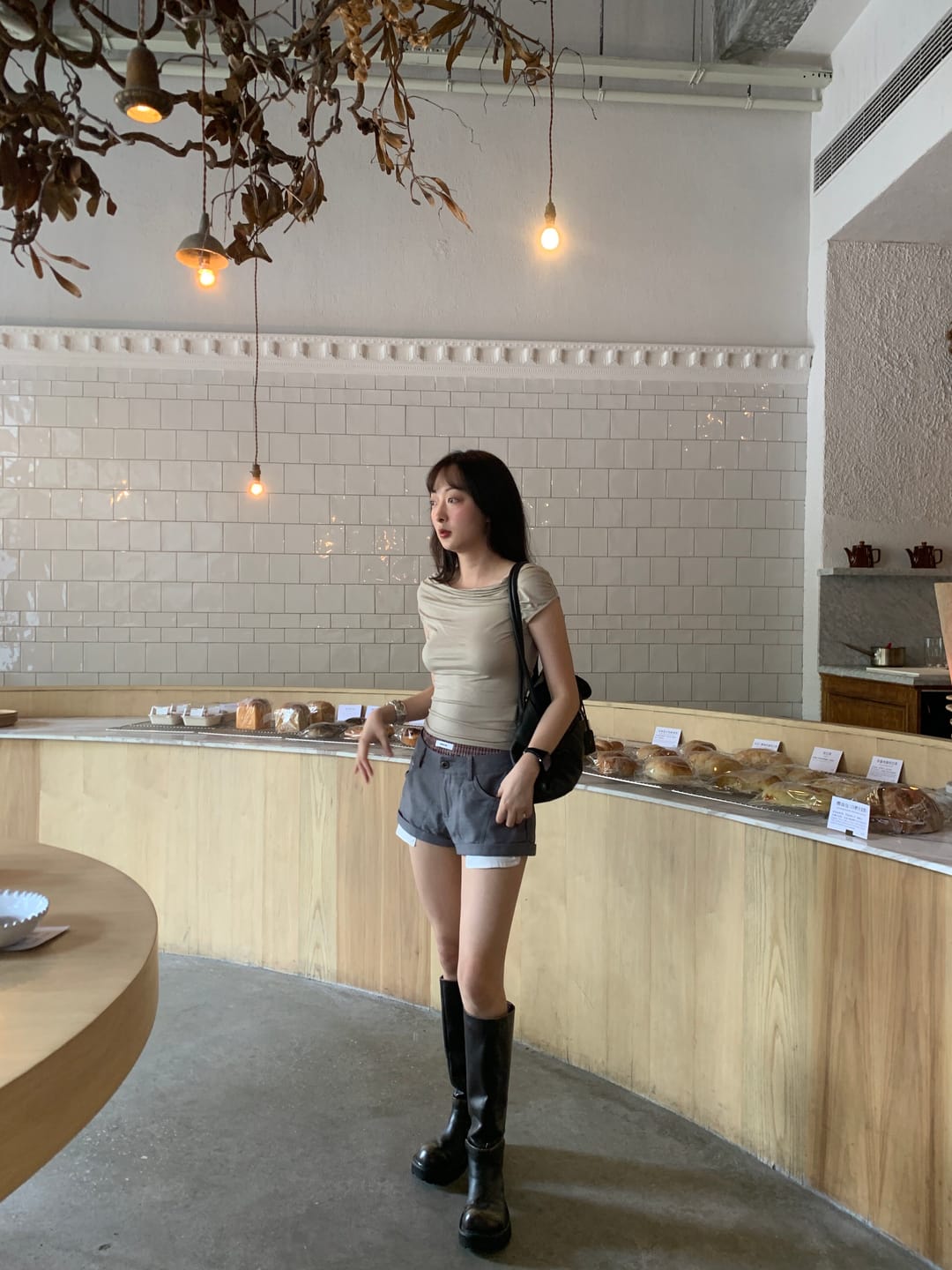 Customer photo review of WARDEN EDGE Layered Tailored Shorts With Plaid Detail and Contrast Hem