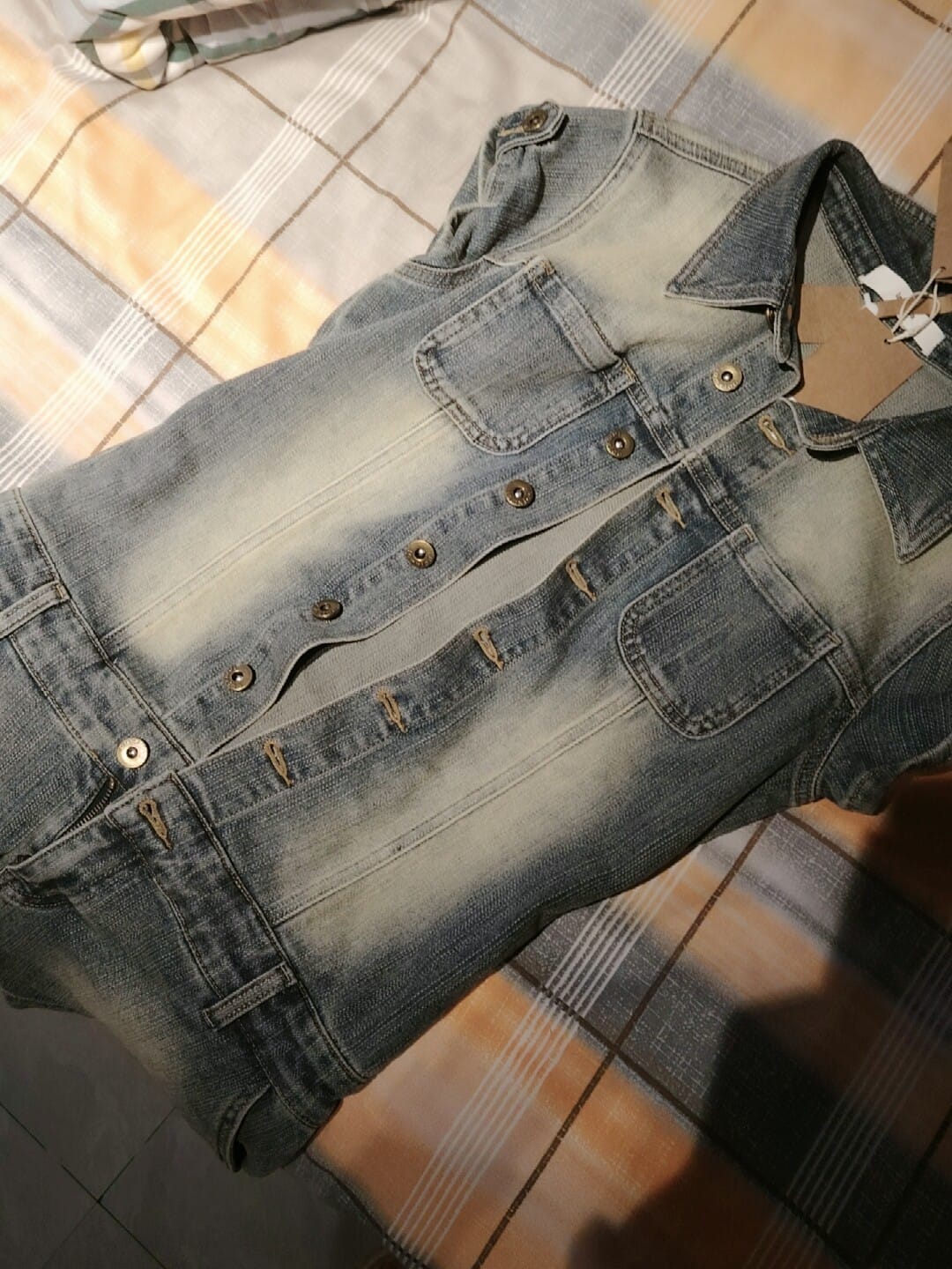 Customer photo review of IAMXIAA Vintage Wash Fitted Denim Button-Up Short Sleeve Romper