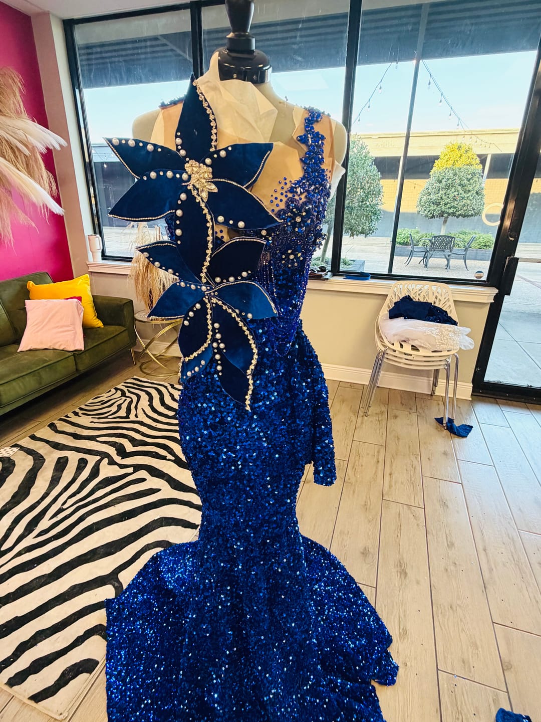 Customer photo review of Royal Blue Sequins Velvet