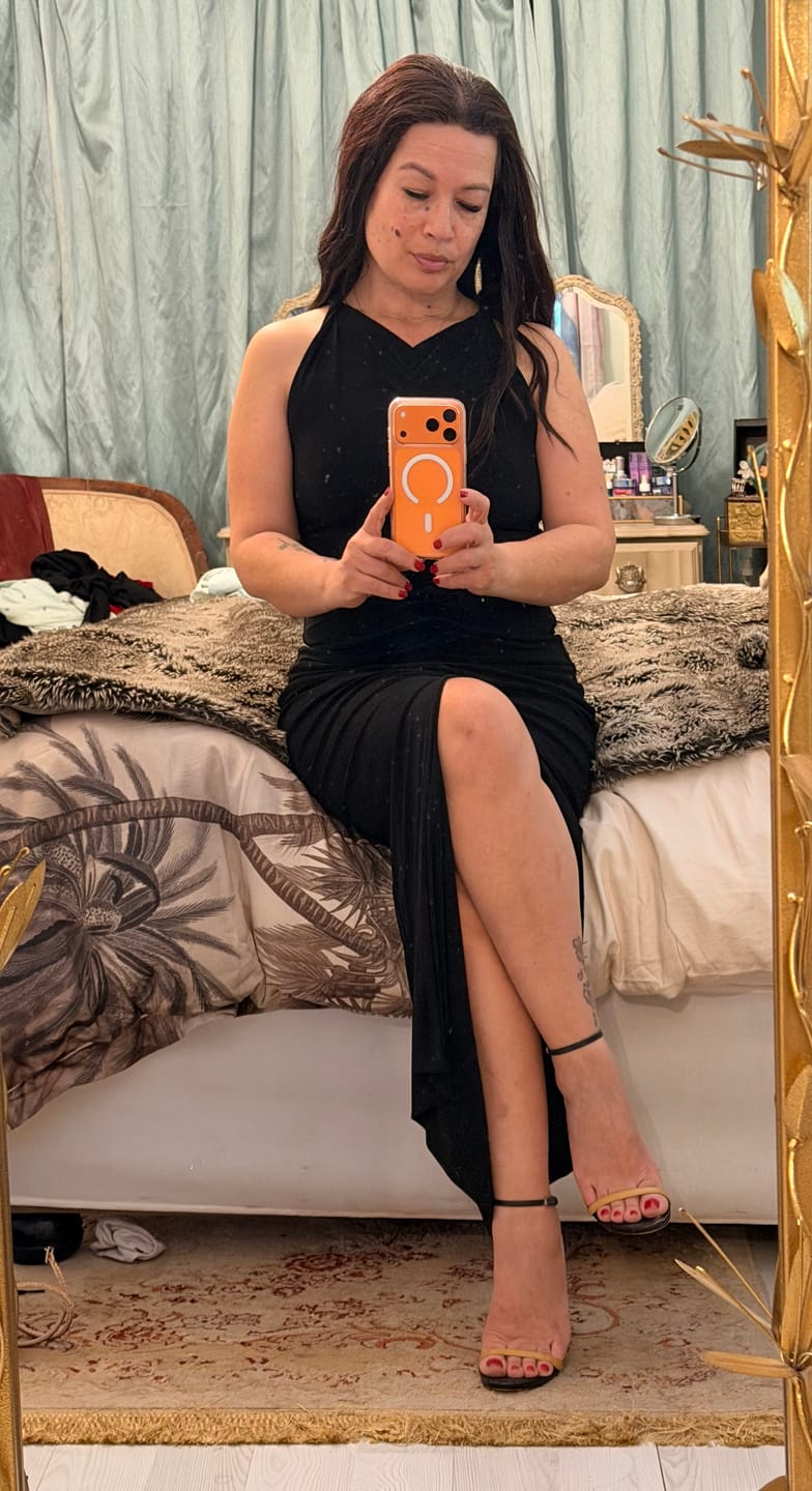Customer photo review of Black Twisted Halter Neck Dress