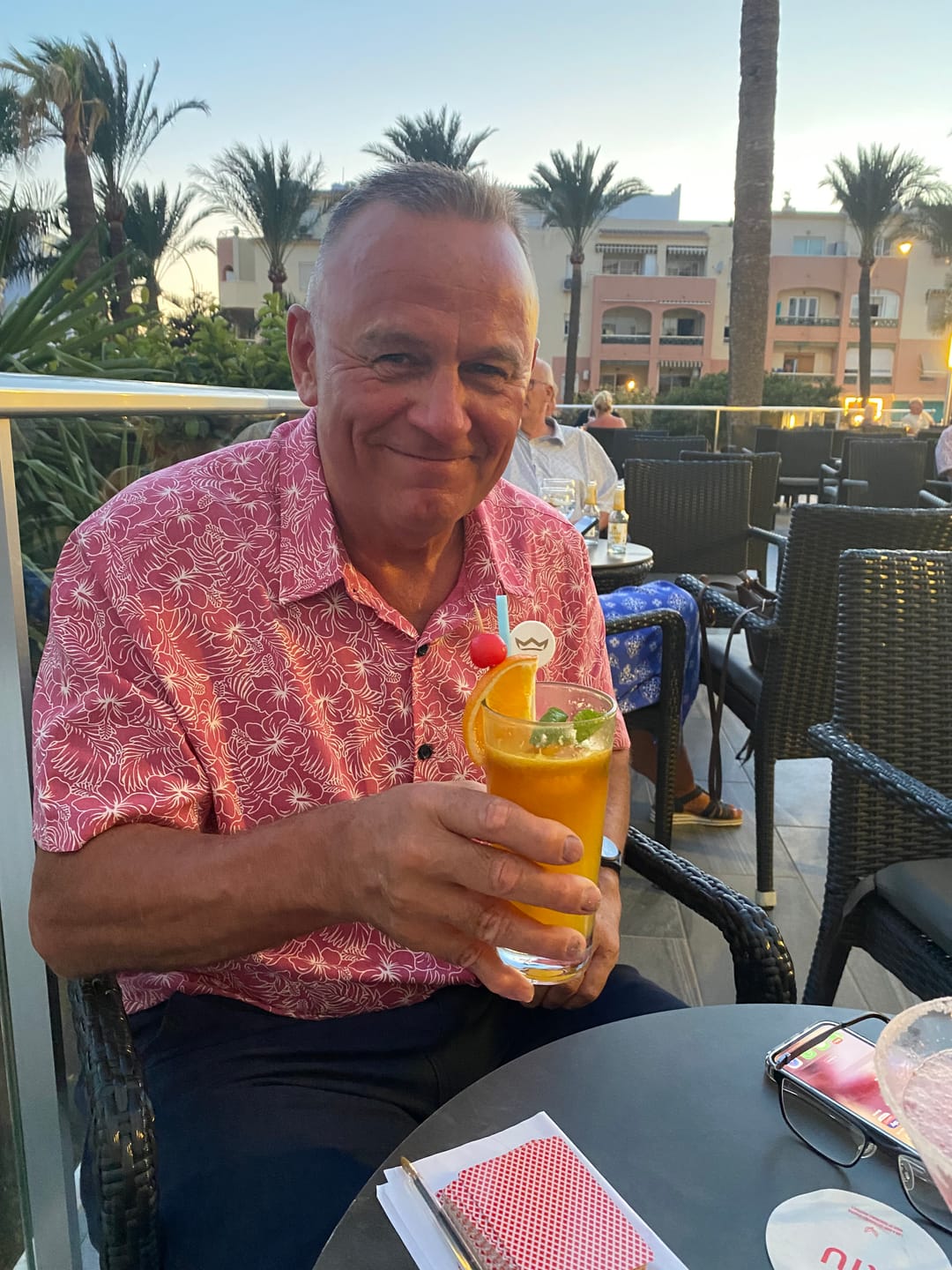 Customer photo review of Men's Cotton Floral Holiday Flower Print Button Up Beach Pink Hawaiian Short Sleeve Shirt