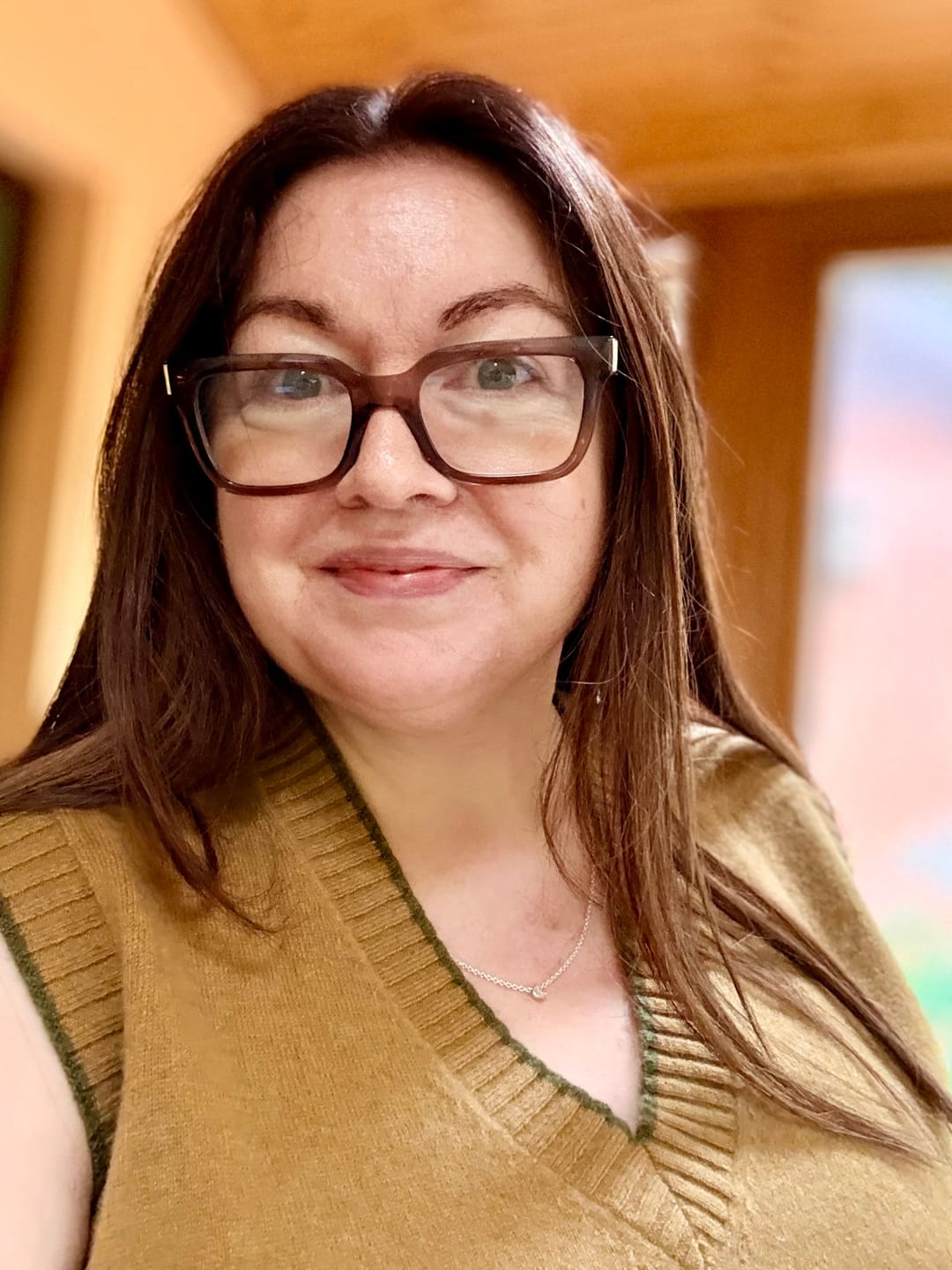 Customer photo review of Brand New Mustard Gold and Olive Luxury Cashmere V Neck Tank Top Large UK 16-18
