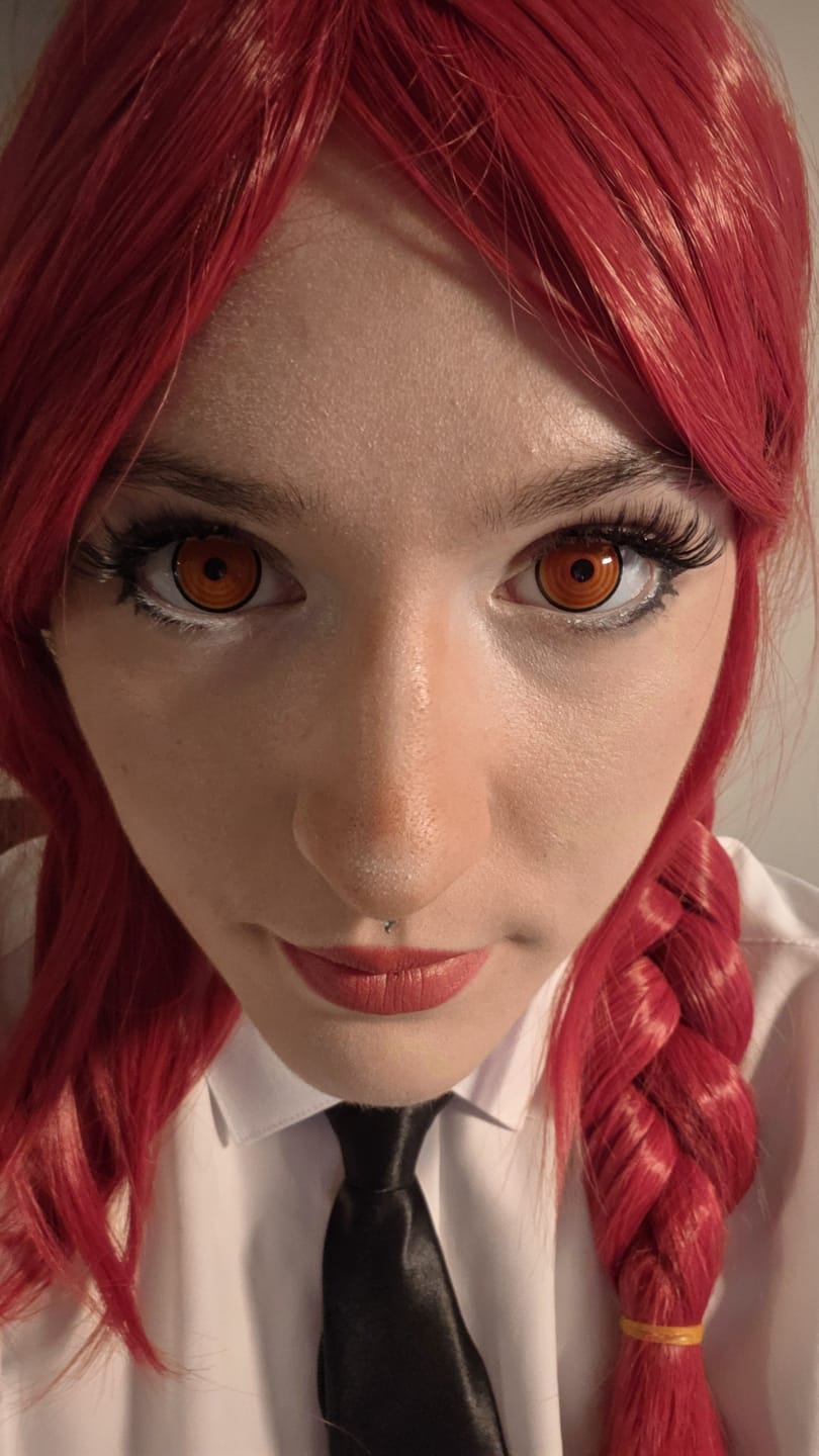 Customer photo review of Cosplay Circle Line Red Yellow Colored Contact Lenses