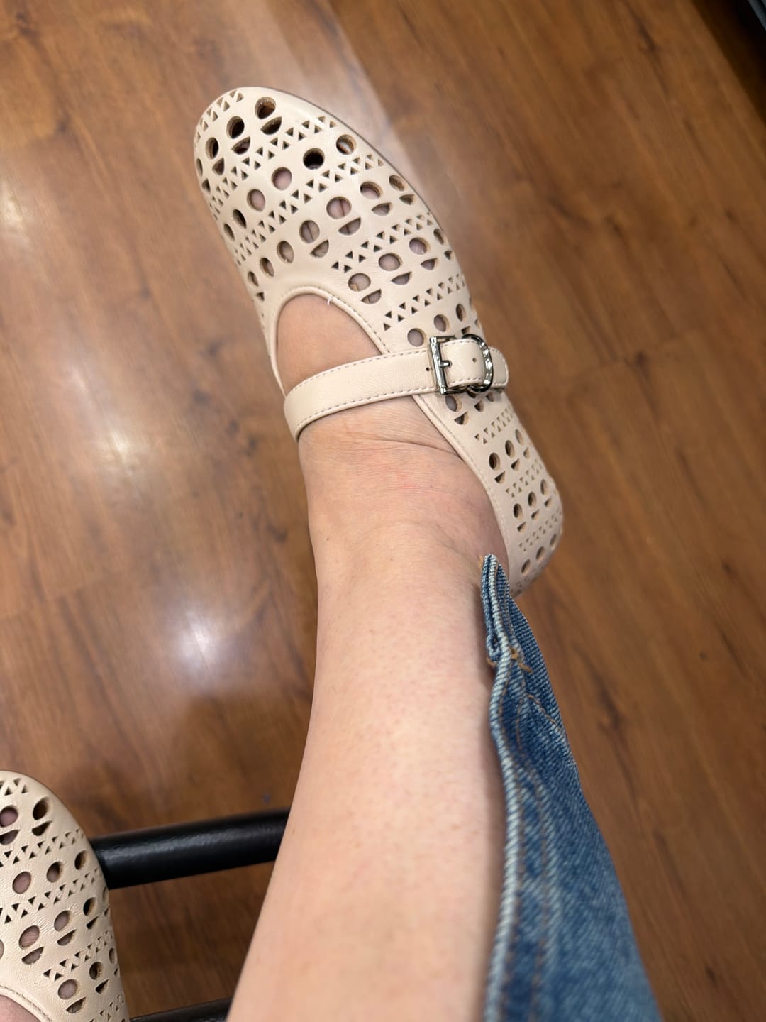 Customer photo review of ALAIA HOLLOW BALLET FLAT IN BEIGE LAMBSKIN
