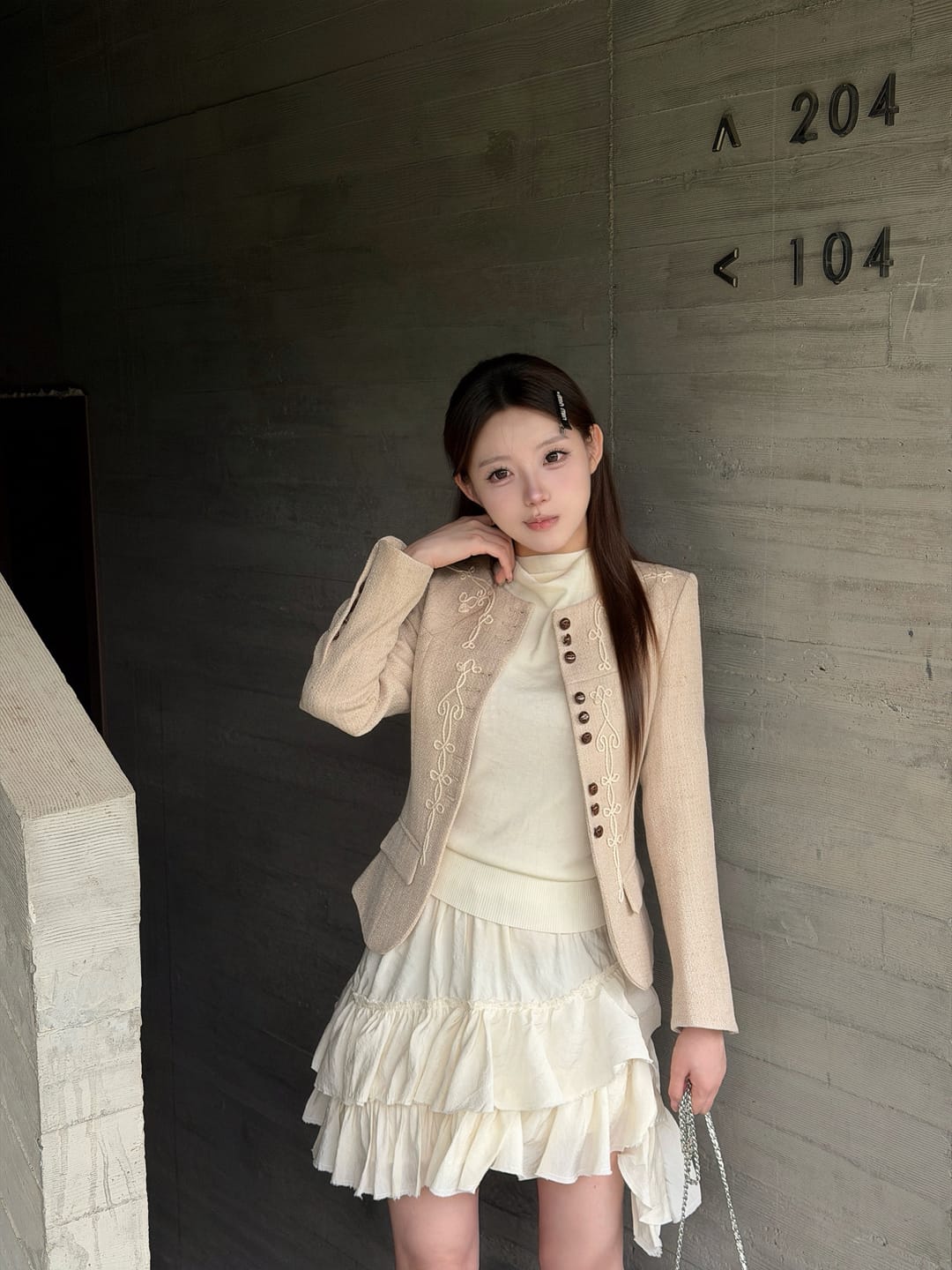Customer photo review of Hydrae Embroidered Fitted Blazer Structured Waist Cropped Jacket Vintage Inspired Tailored Top