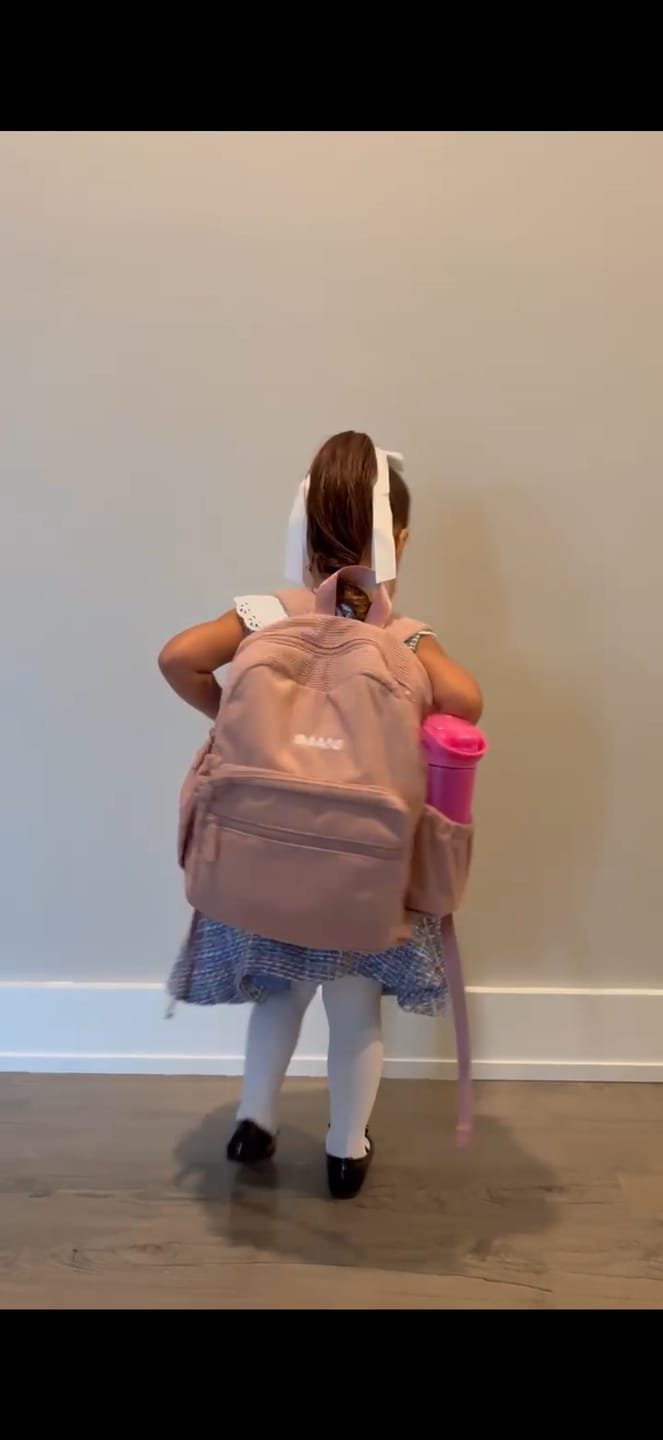 Customer photo review of Personalized Toddler Backpack – Dusty Pink