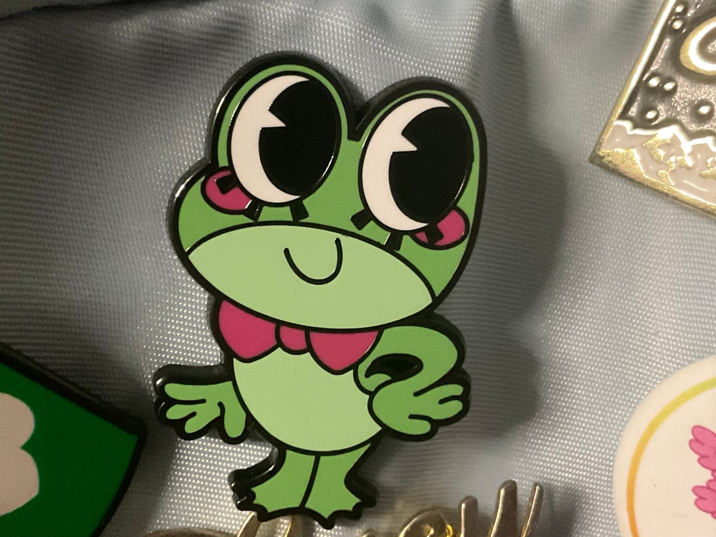 Customer photo review of Ribbit Enamel Pin