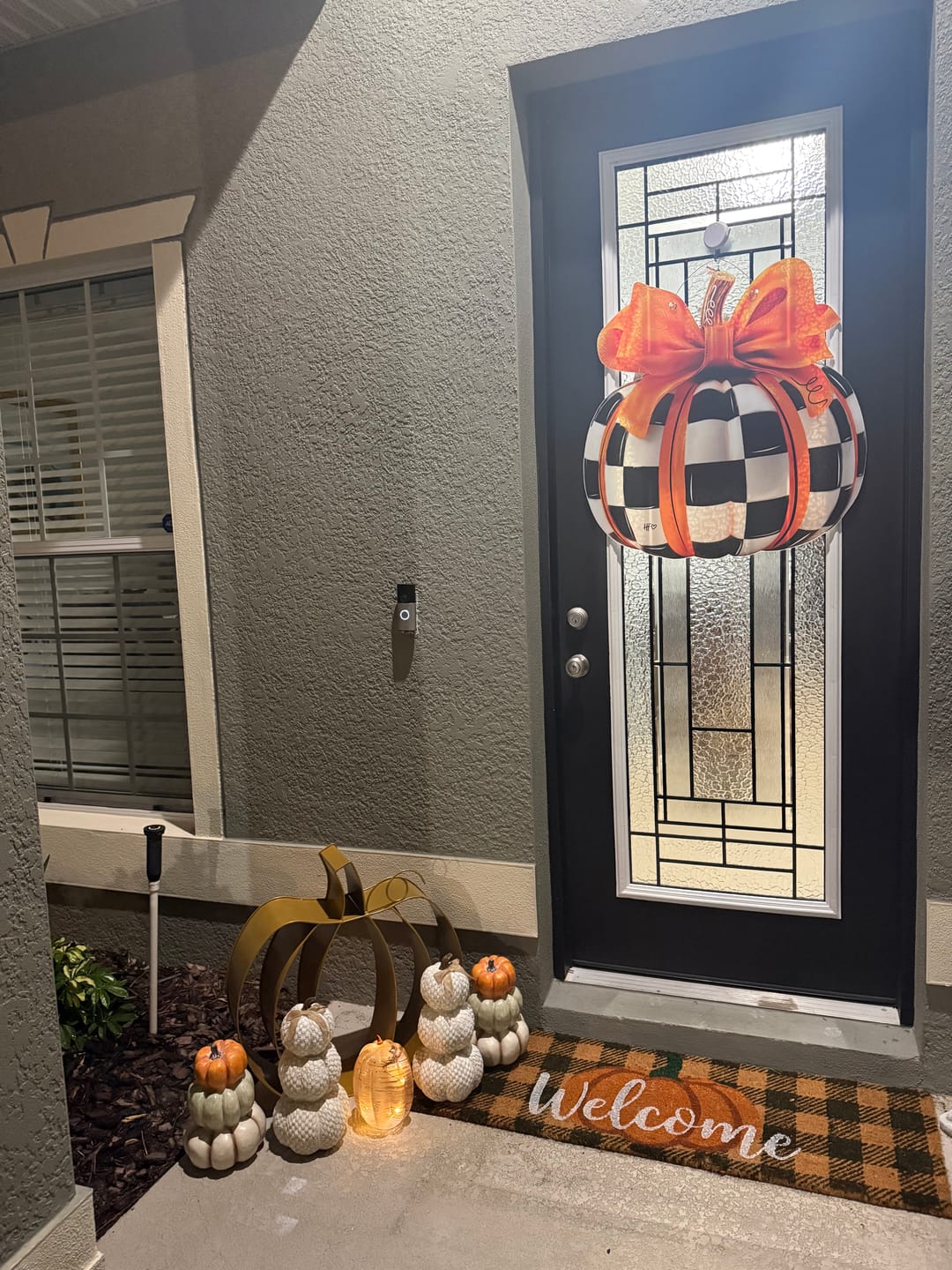 Customer photo review of Elegant Checkered Pumpkin Door Hanger