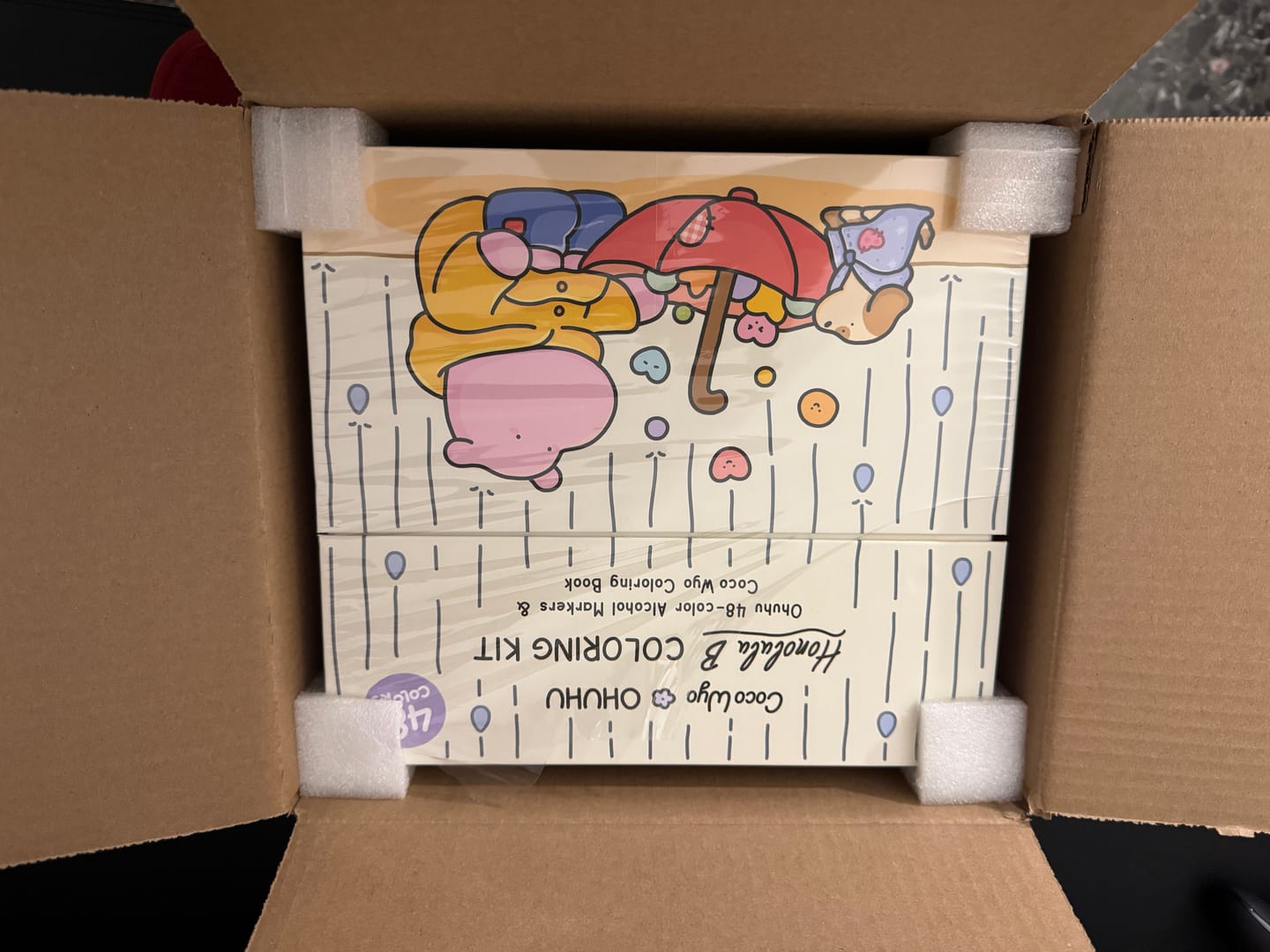 Customer photo review of Ohuhu x Coco Wyo Cozy Mood Coloring Kit, Honolulu B 48 Colors Alcohol Markers with Brush & Fine Dual Tips, Coloring Book with Mood Tracker Pages