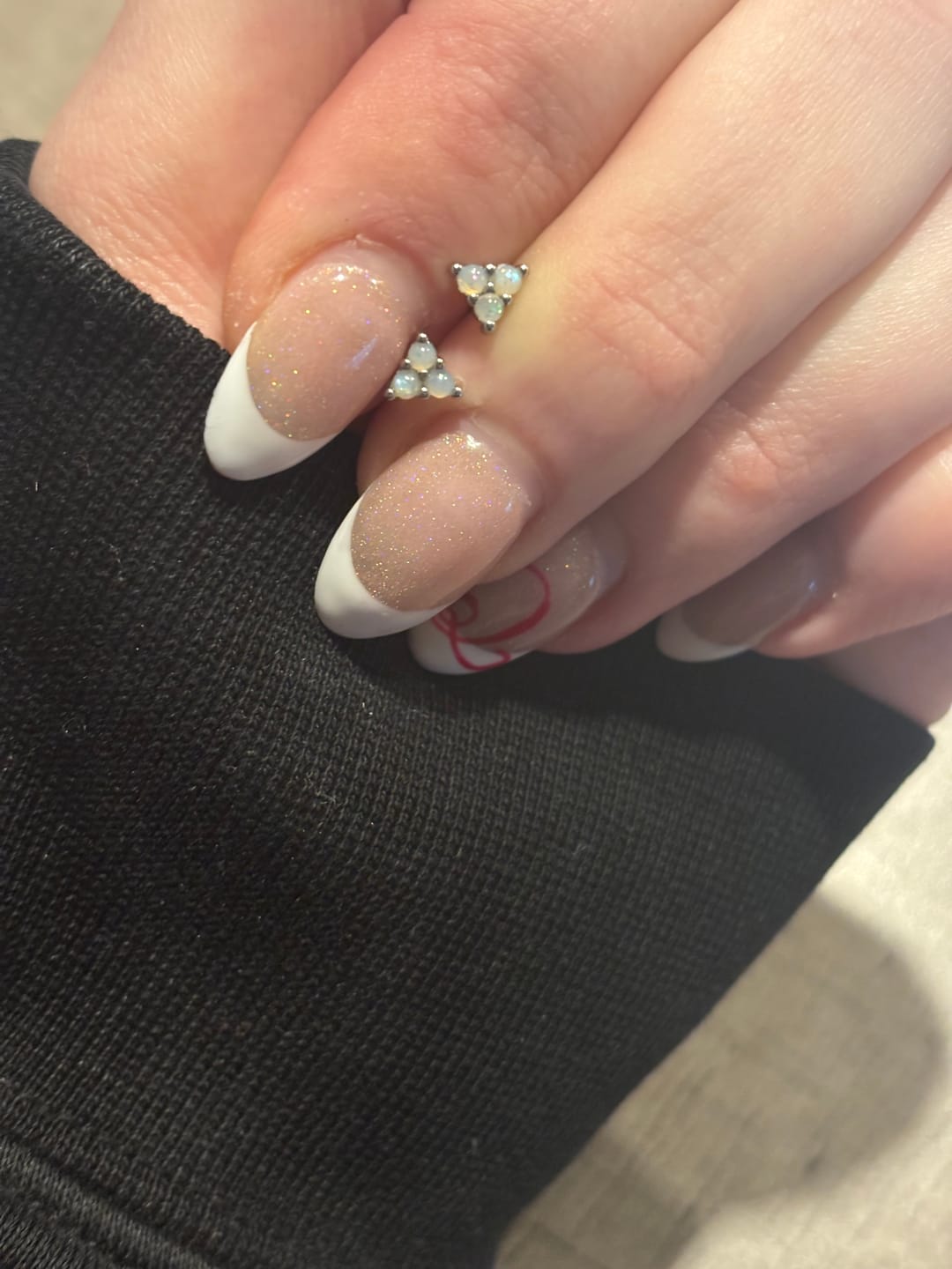 Customer photo review of Lotus Opal Flat Back Earrings