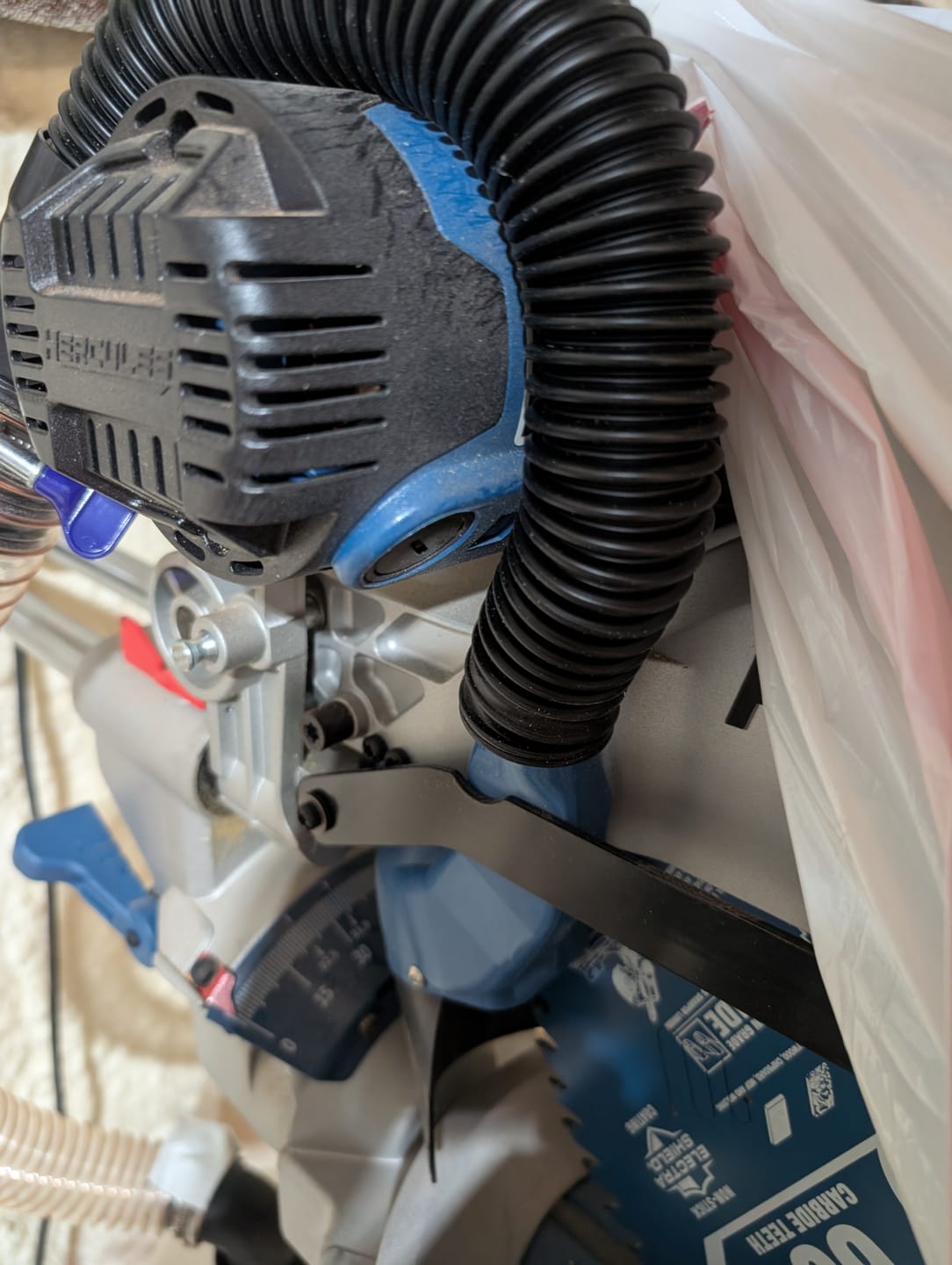Customer photo review of Dust Collection Chute for Hercules HE74 12" Sliding Compound Miter Saw