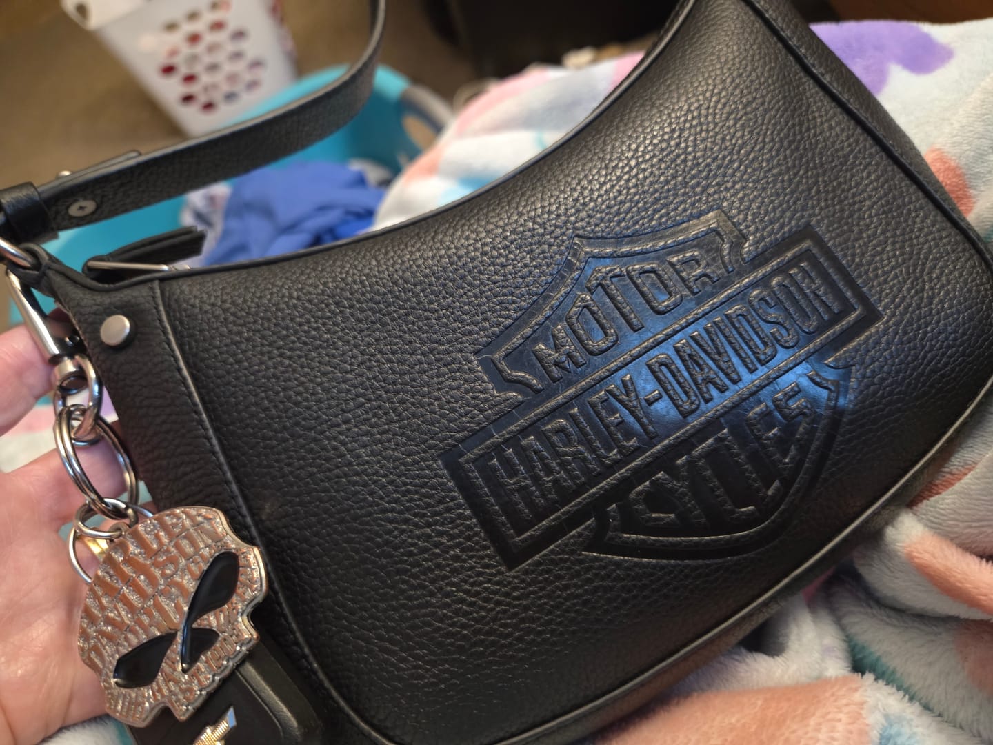 Customer photo review of Harley-Davidson® Flat Stud Hobo Handbag  | Black
