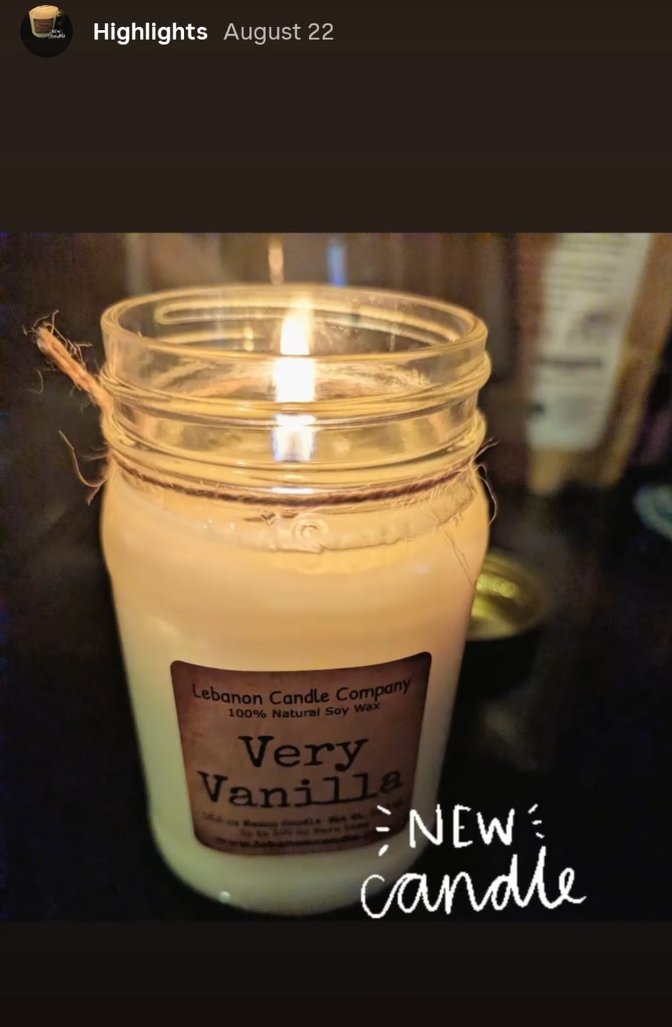 Customer photo review of Very Vanilla Candle
