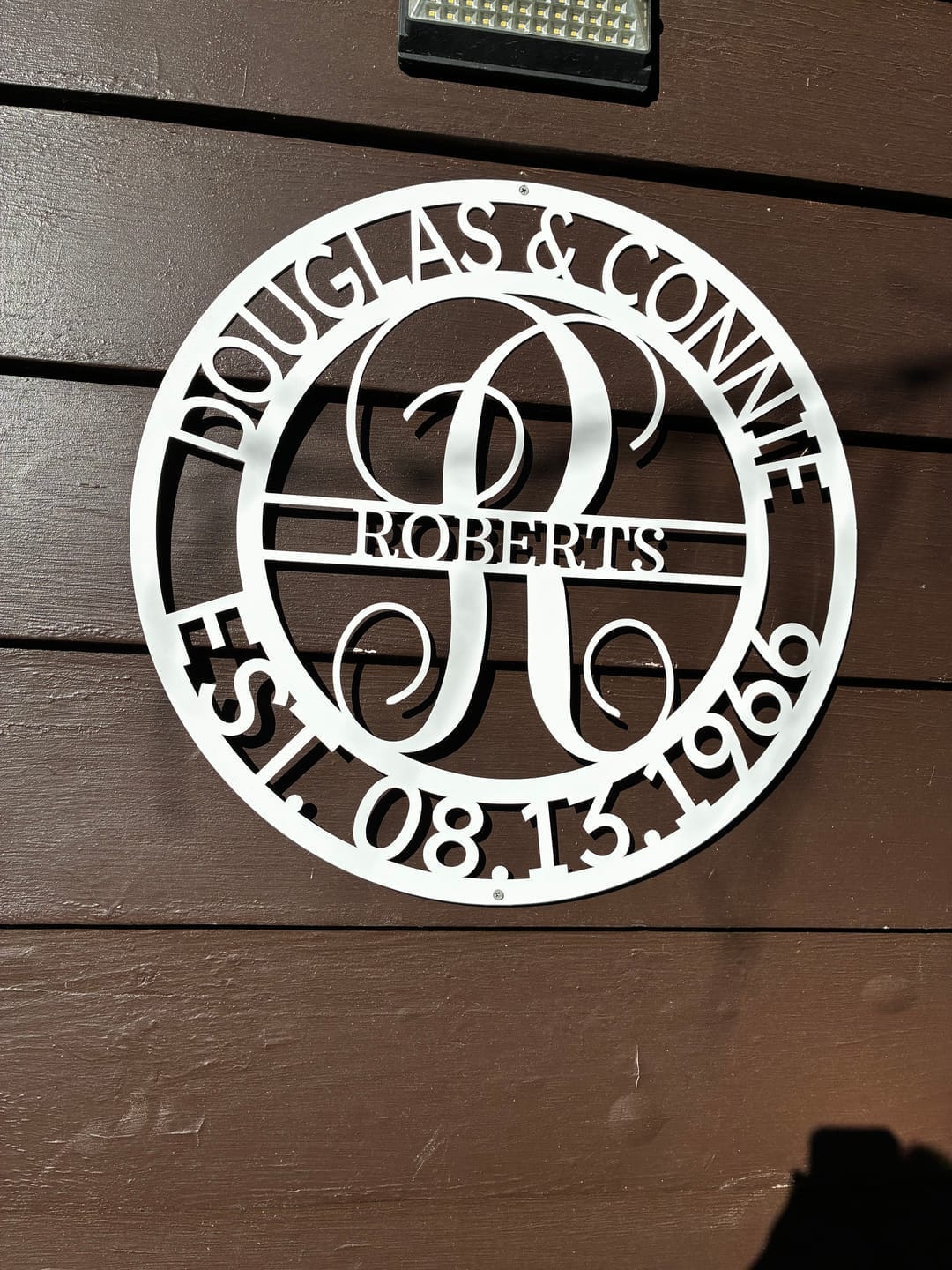 Customer photo review of Elaborate Name - Steel Sign