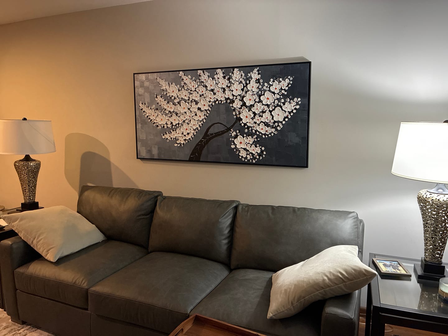 Customer photo review of The Magnolia Tree-White Flower Tree Oil Painting - Textured Floral Wall Art for Living Room