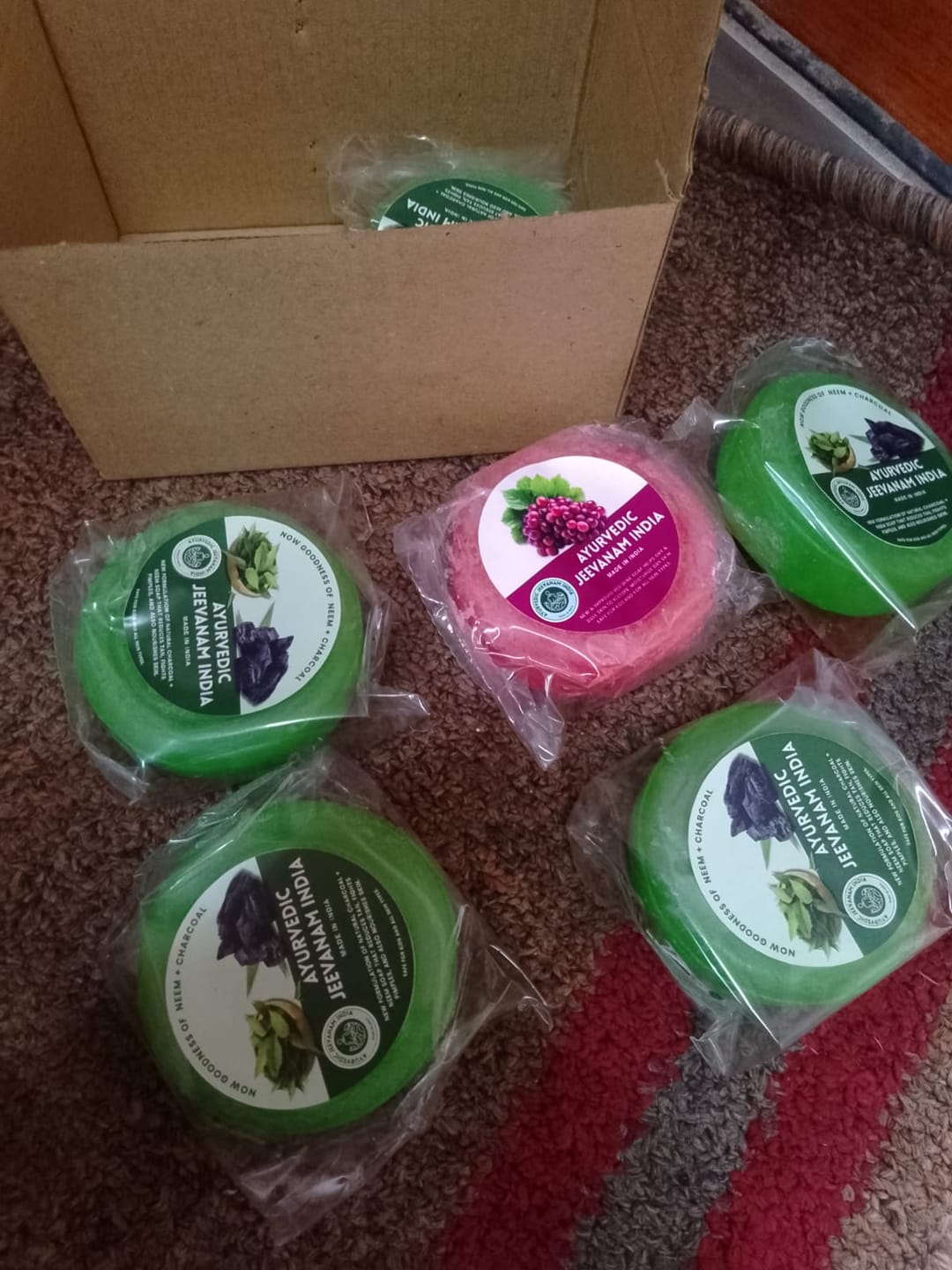 Customer photo review of Ayurvedic Jeevanam Black Detox Charcoal Soap for Face & Body