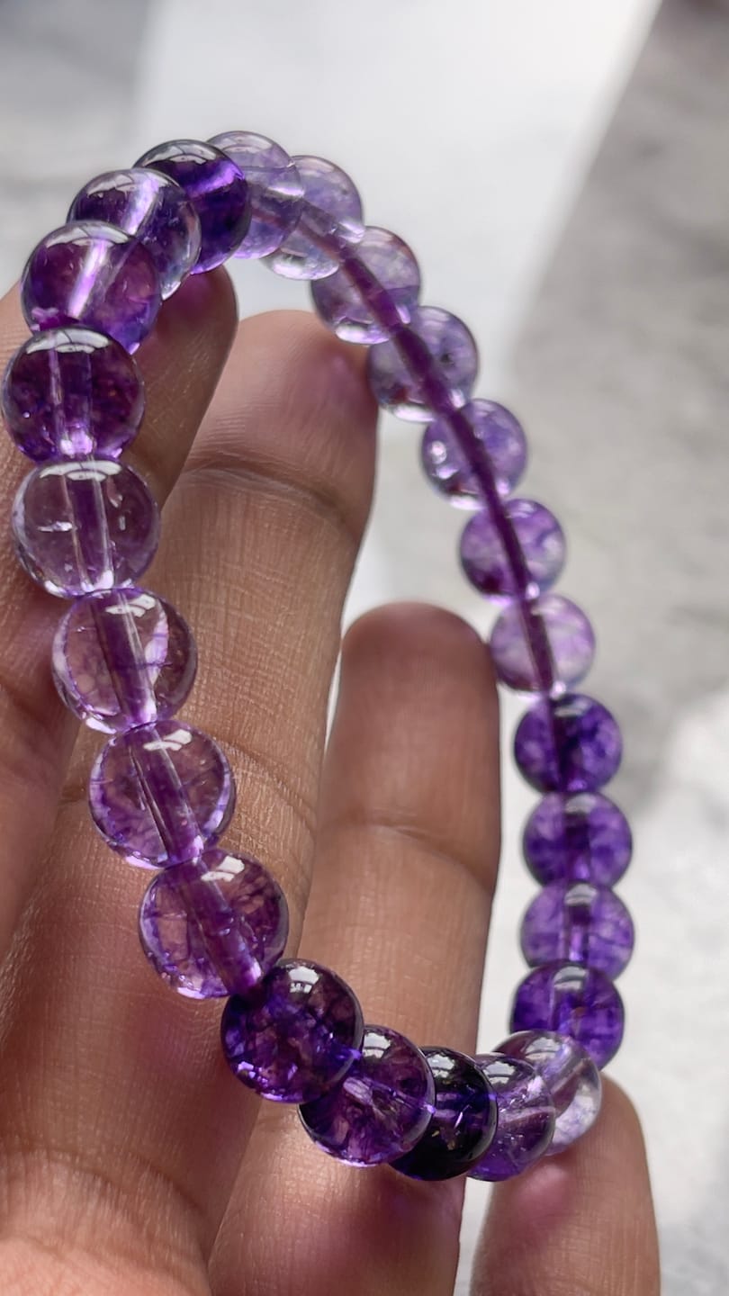 Customer photo review of Hydro Amethyst Bracelet – Vastu Remedy for Mental Clarity & protection | 8mm Beads
