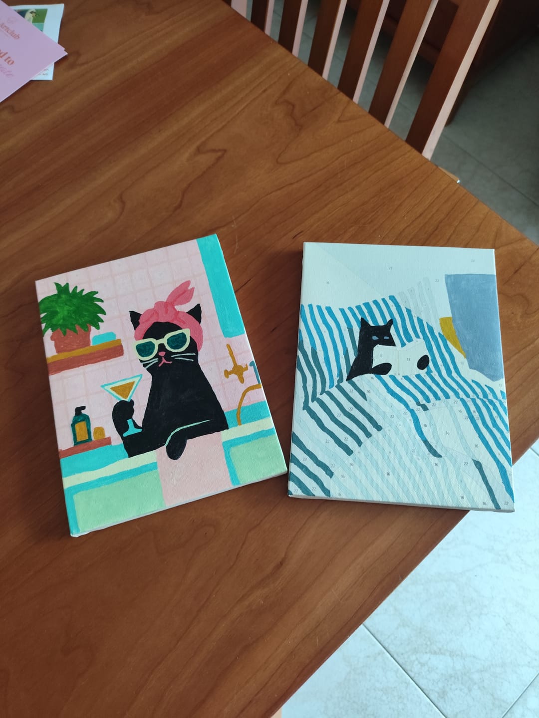 Customer photo review of 6 Mini Paintings - Crazy Cat Set