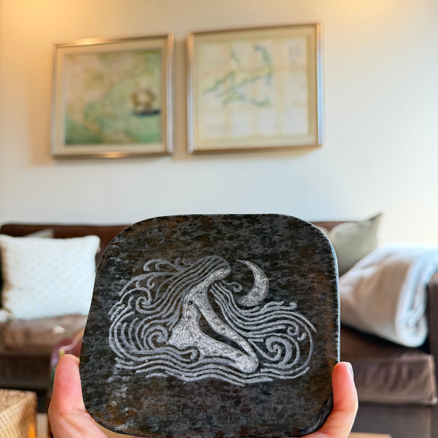 Customer photo review of Hand-Carved River Stone Tray  |  Daughters of the Moon
