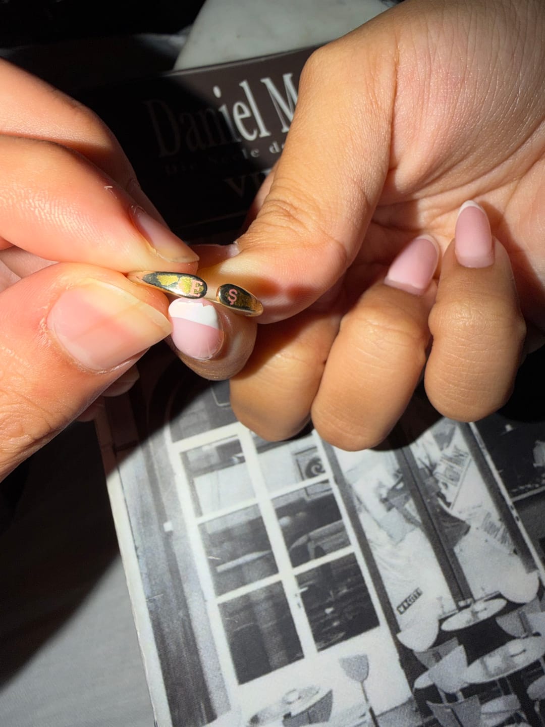 Customer photo review of Promise Initial open ring