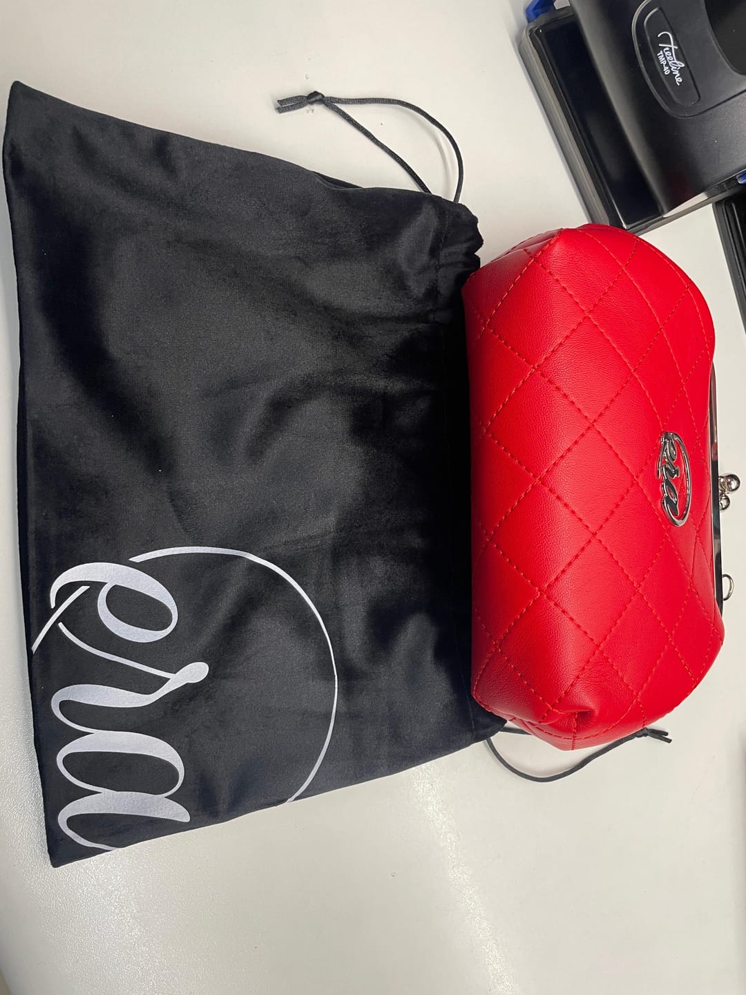 Customer photo review of ERA Mini Kisslock Chain Bag – Red