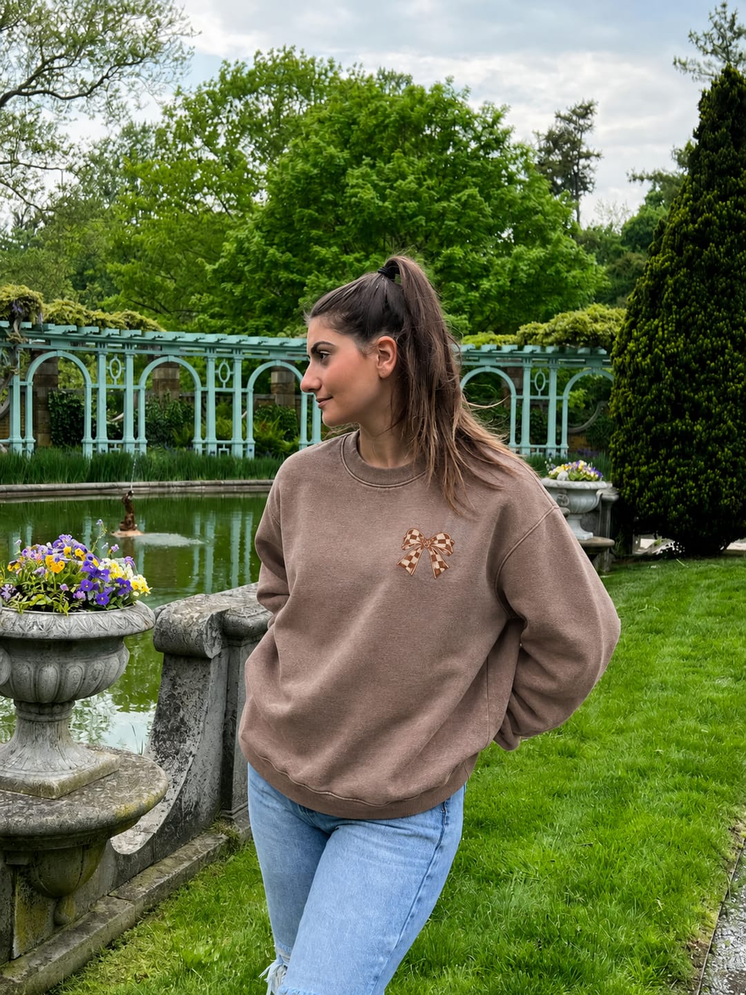 Customer photo review of MAMA Bow Washed Graphic Sweatshirt