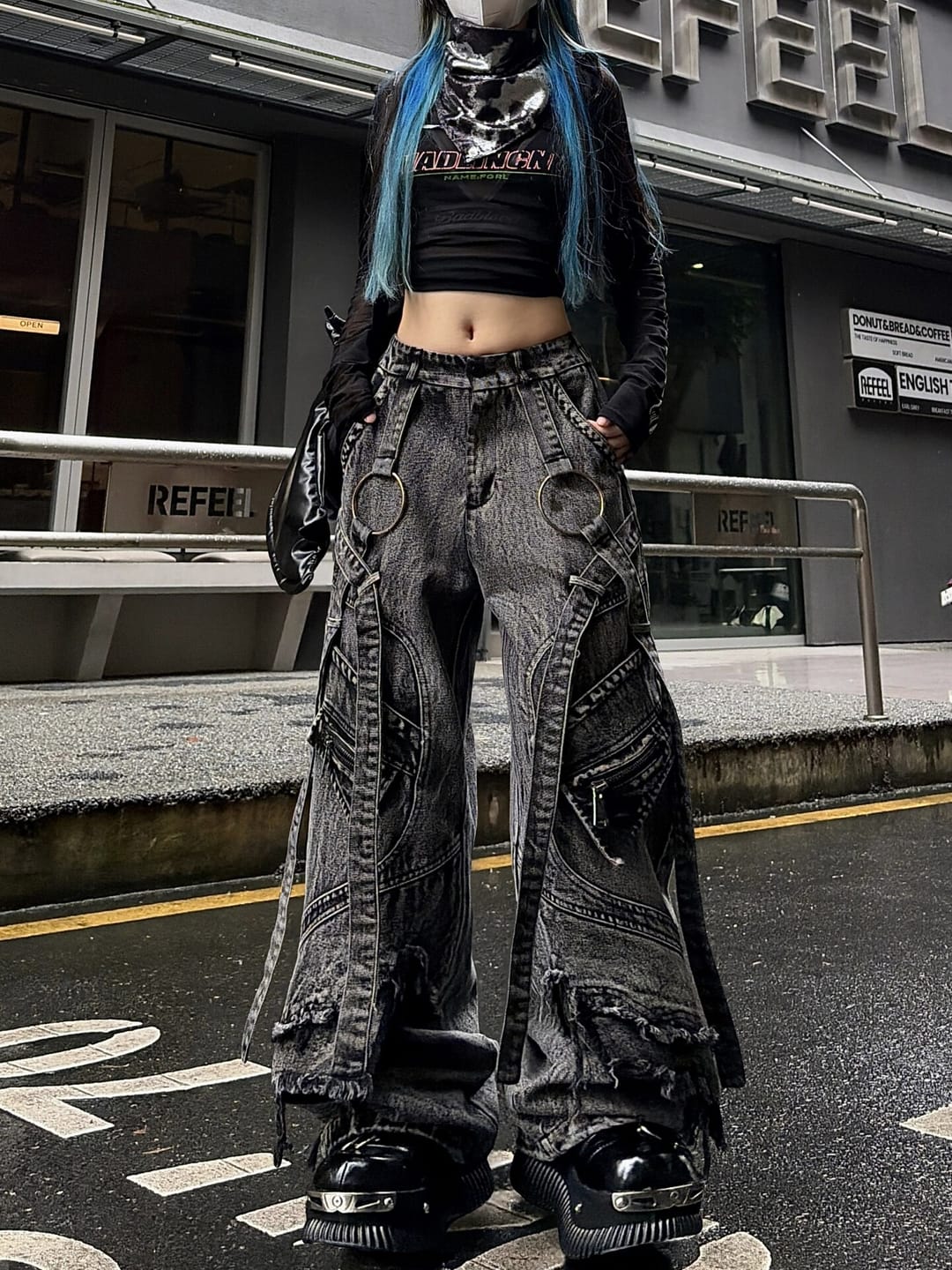 Customer photo review of Distressed Fringe-Hem Jeans