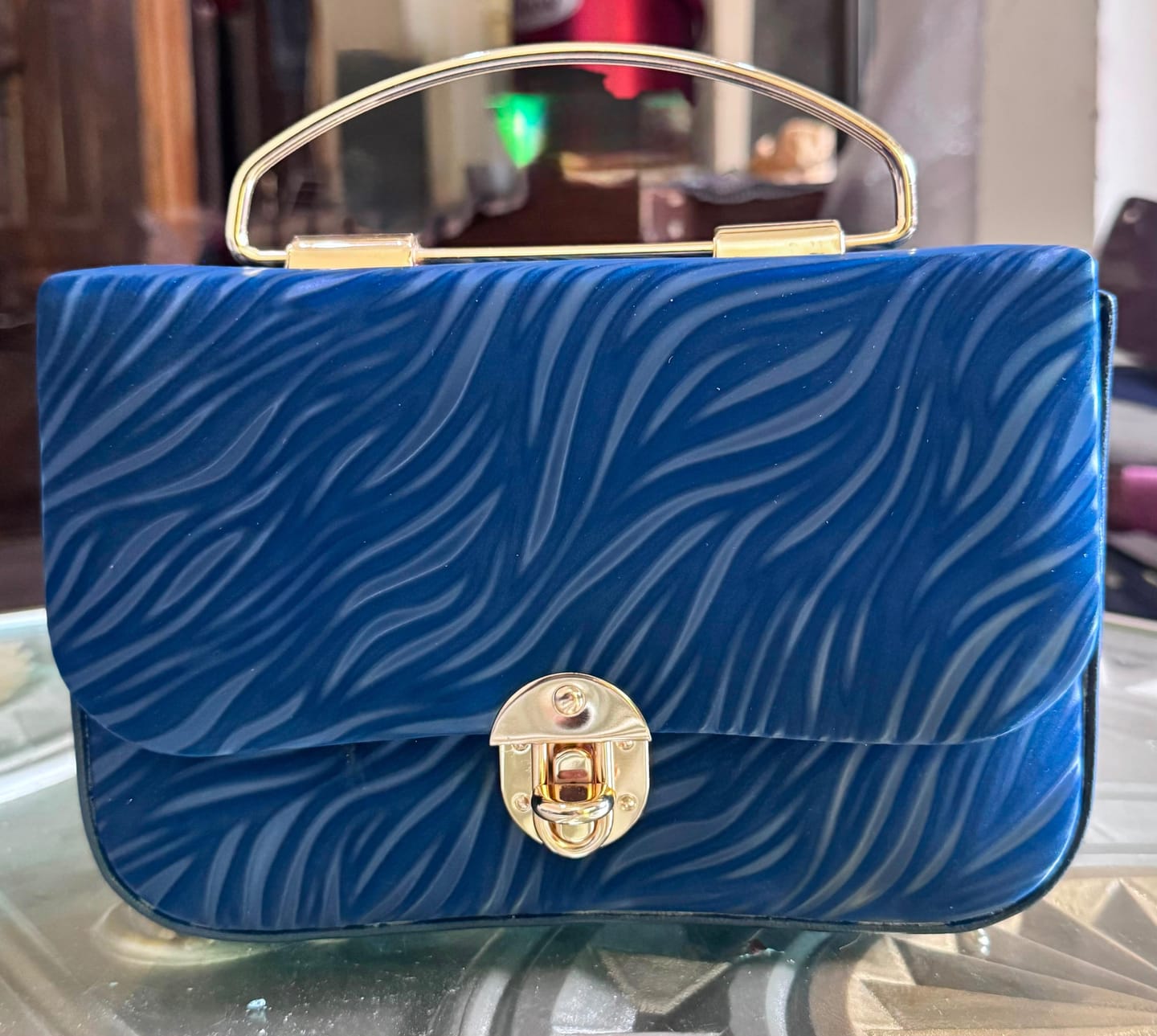 Customer photo review of Valentina Blue Luxe Bag