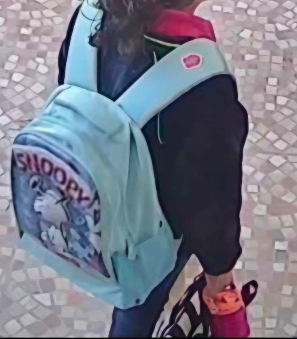 Customer photo review of Mochila Snoopy Blah Blah