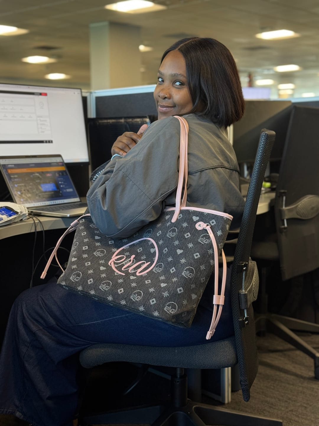 Customer photo review of Pink Muse Denim Tote