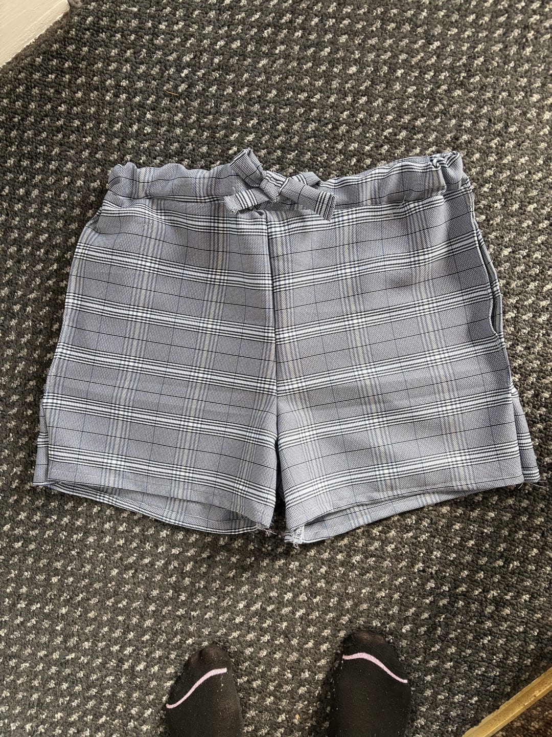 Customer photo review of Blue Checkered Stretch Suiting Fabric
