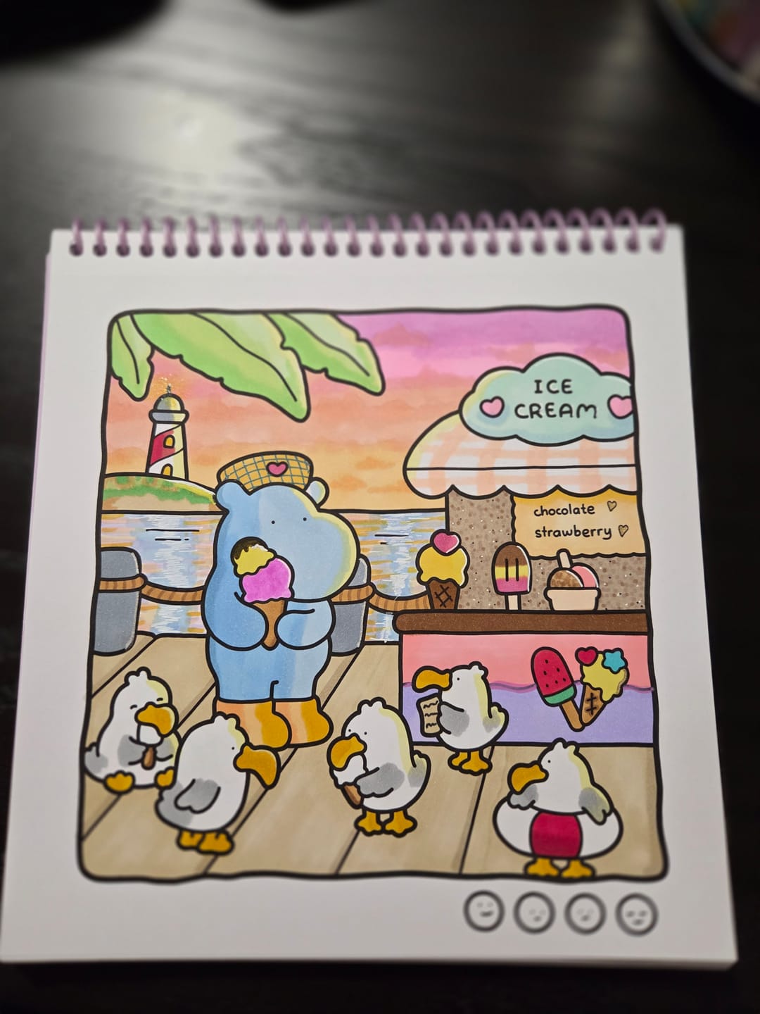 Customer photo review of Ohuhu x Coco Wyo Cozy Mood Coloring Kit, Honolulu B 48 Colors Alcohol Markers with Brush & Fine Dual Tips, Coloring Book with Mood Tracker Pages