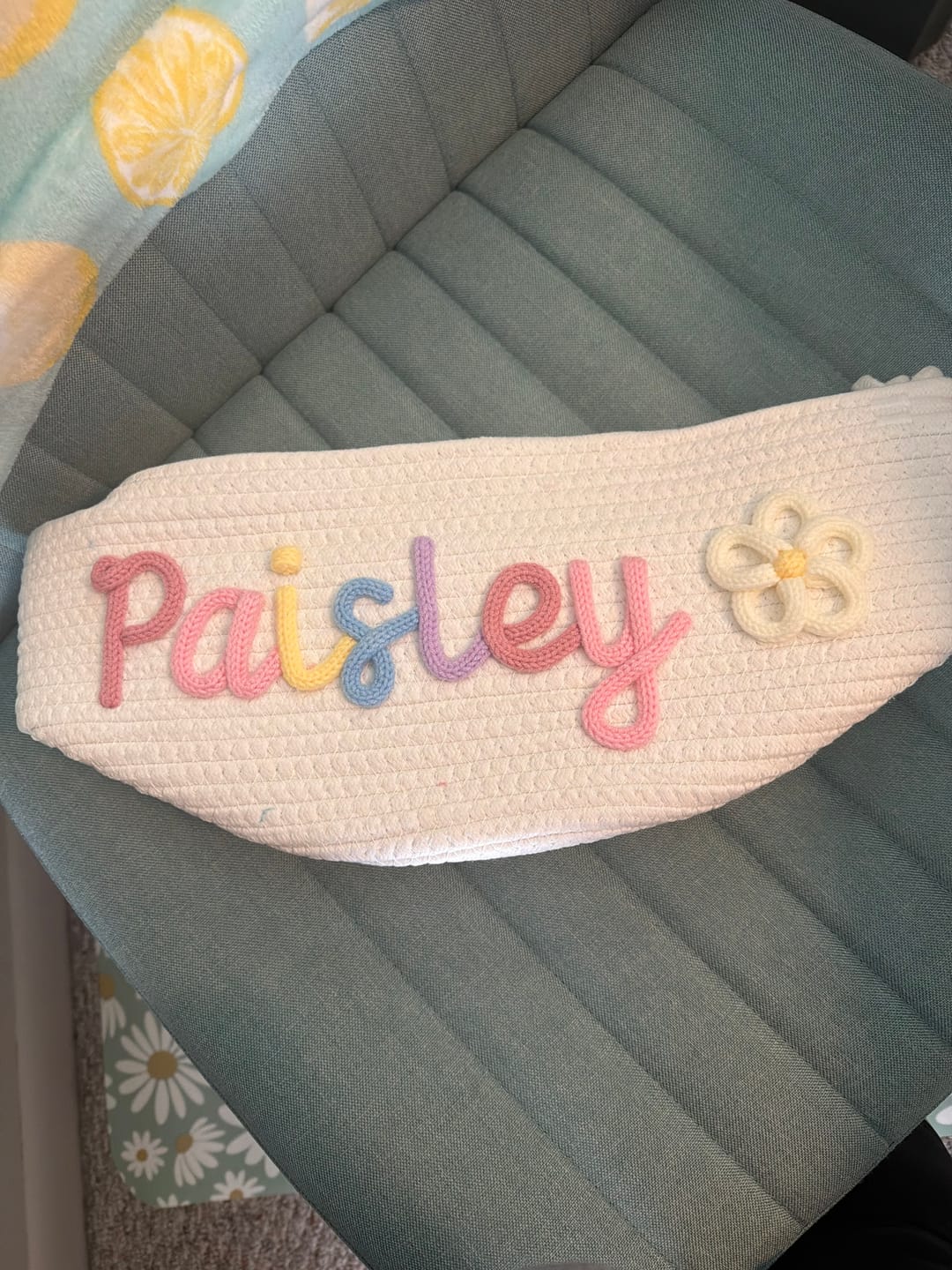 Customer photo review of Baby Knits™ Personalized Knitted Basket