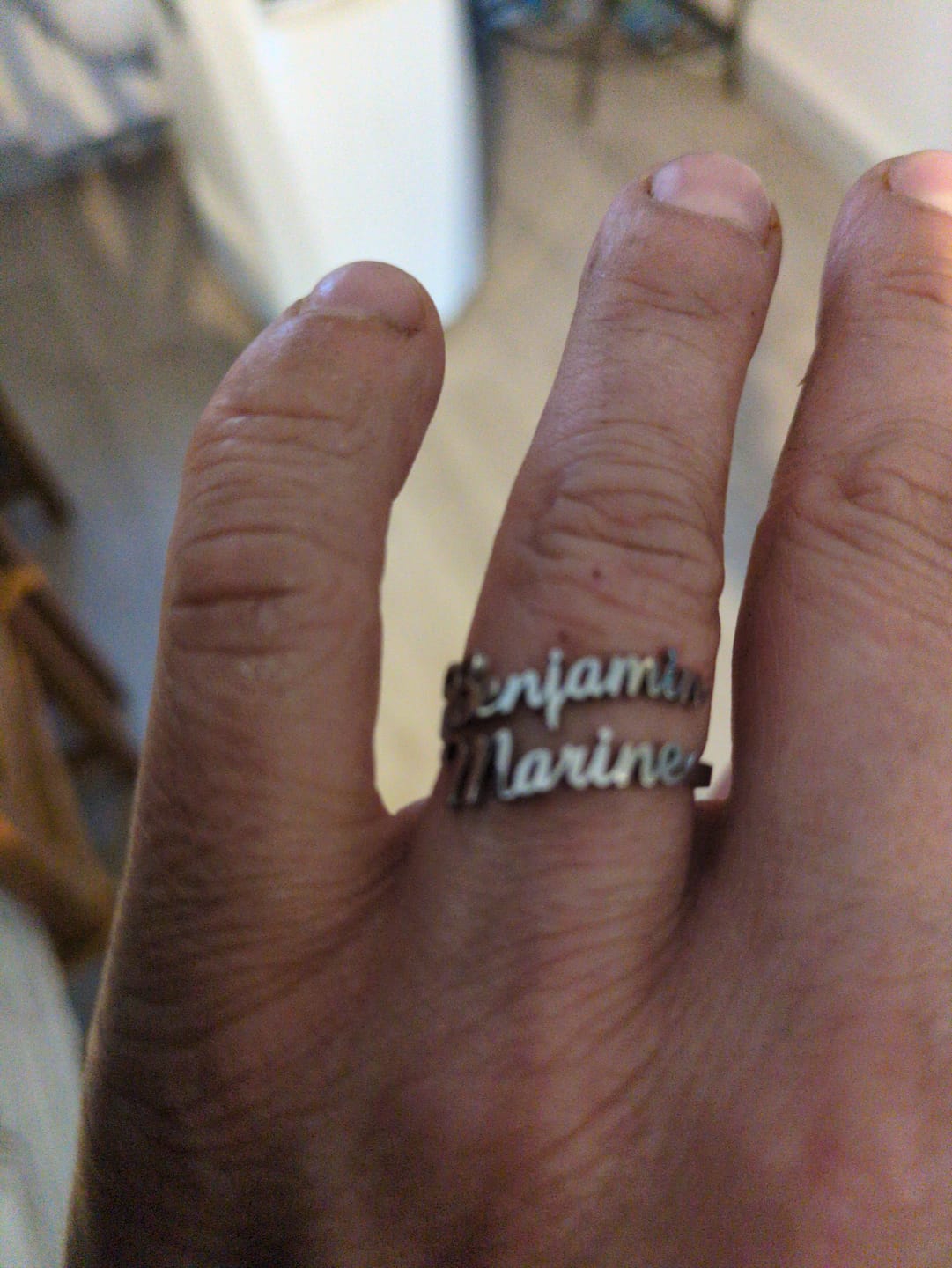 Customer photo review of Personalized Ring with Two Names