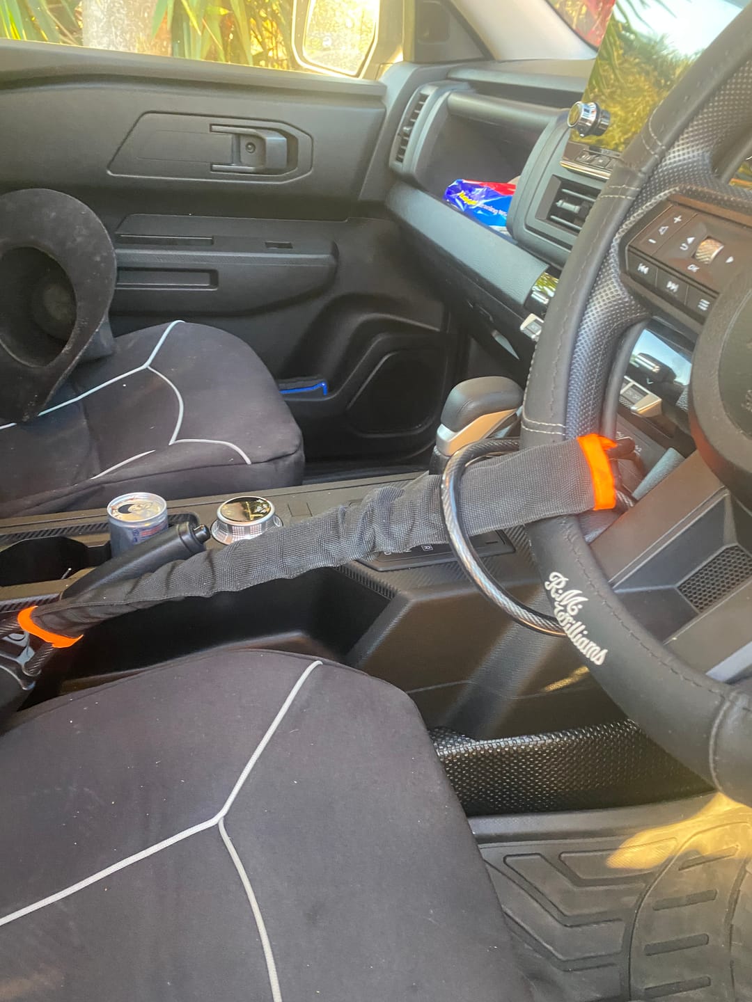 Customer photo review of Lock'd Car Defender — Visible Protection That Thieves Can't Ignore