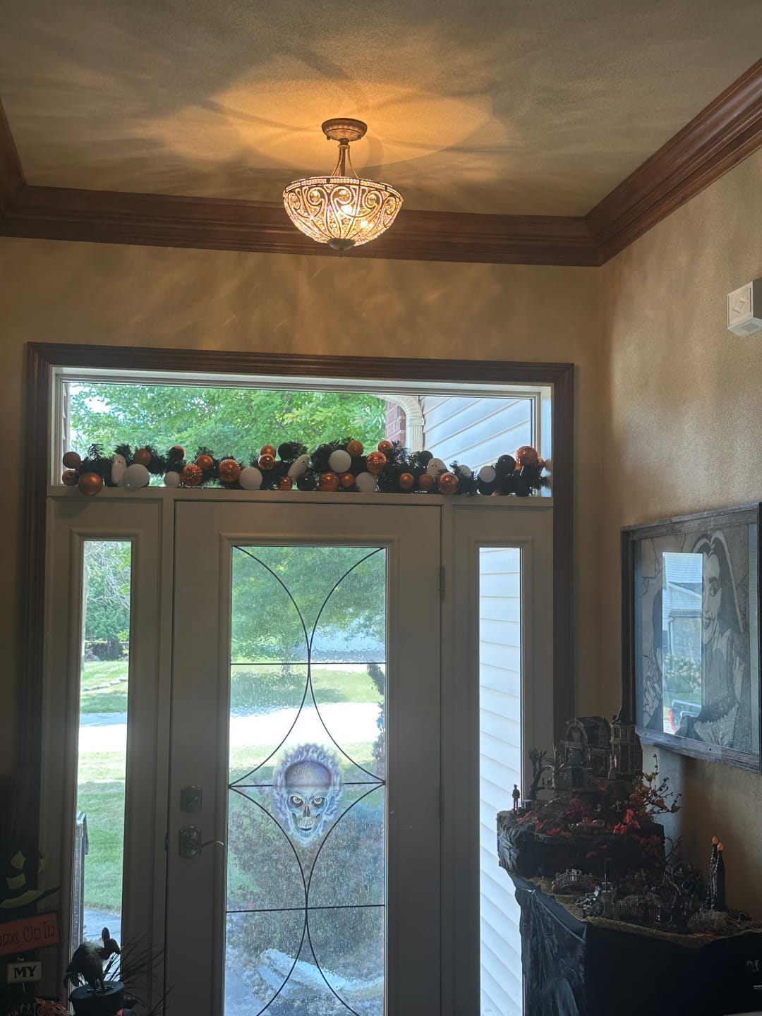 Customer photo review of Victorian Antique Bronze Crystal Semi Flush Light