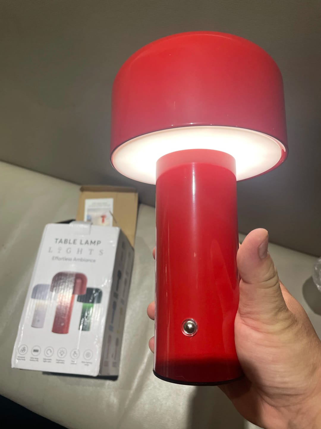 Customer photo review of Sol Cordless Metal Mushroom Table Lamp | Rechargeable Dimmable Bedside Night Light