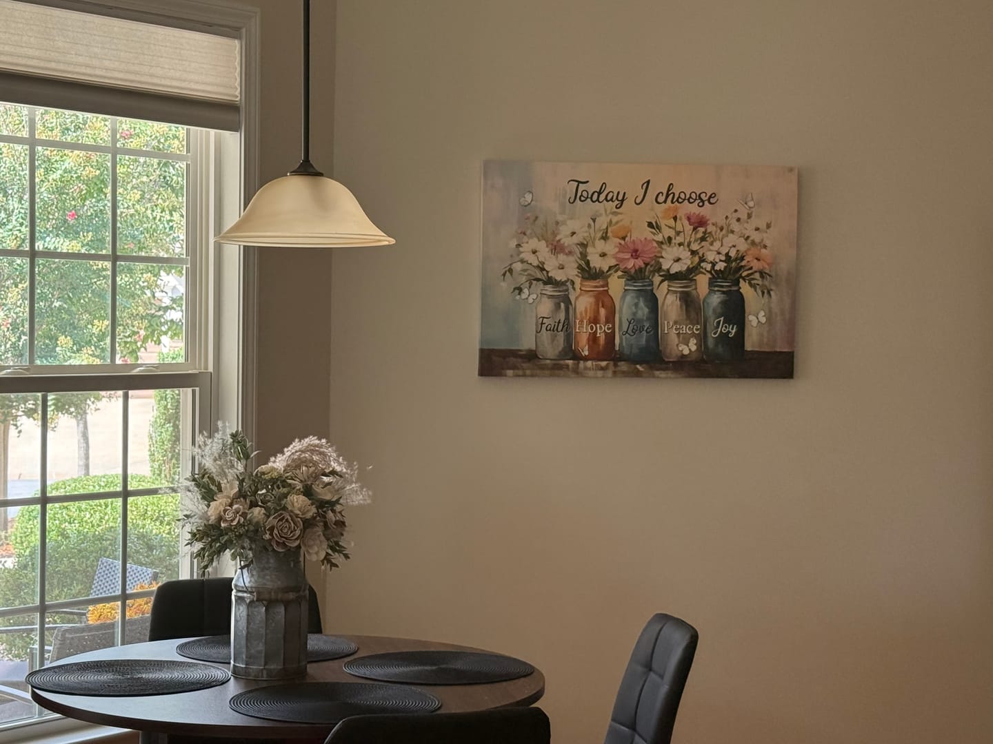 Customer photo review of Today I Choose Faith Hope Love Peace Joy, Mason Jar Flowers, Wall Art Canvas