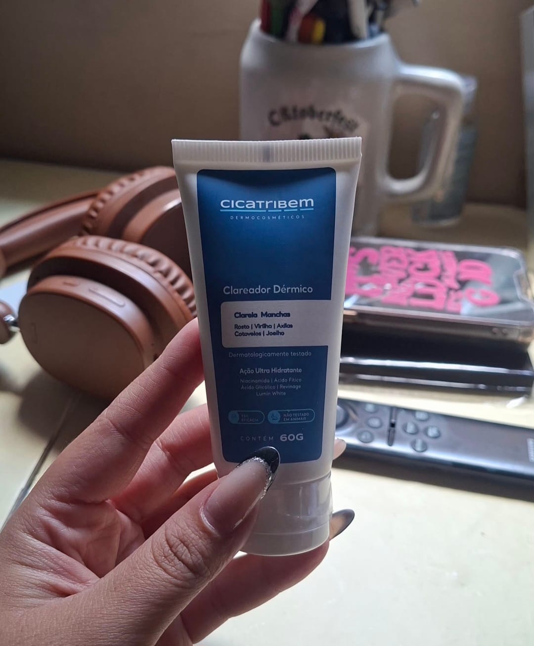 Customer photo review of Creme Clareador de Manchas – Melasma, Axilas, Virilha, Áreas Íntimas, Rosto e Corpo