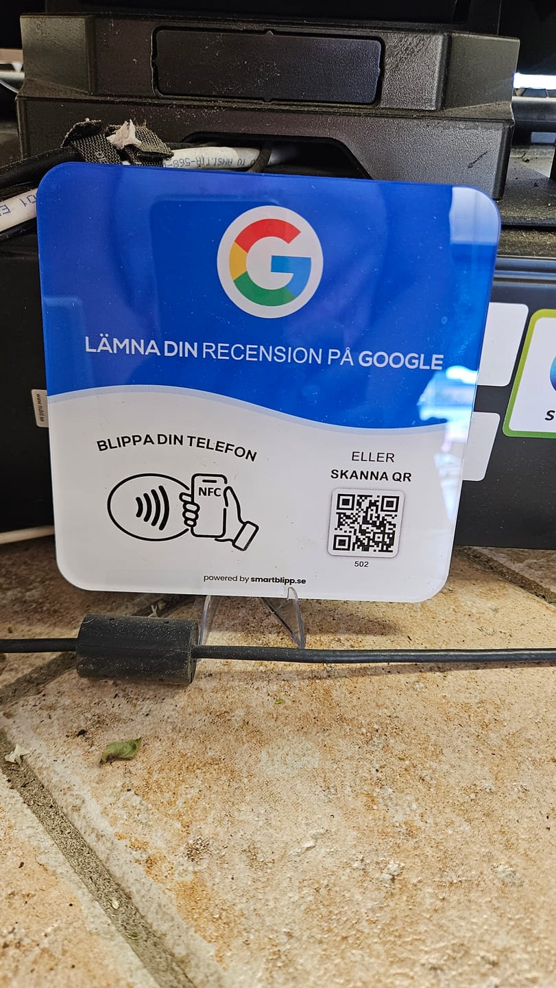 Customer photo review of Google Recensionsskylt – Blippa & få fler recensioner direkt