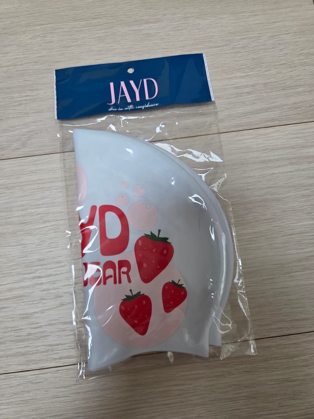 Customer photo review of JAYD Swim Cap - Strawberry Fields