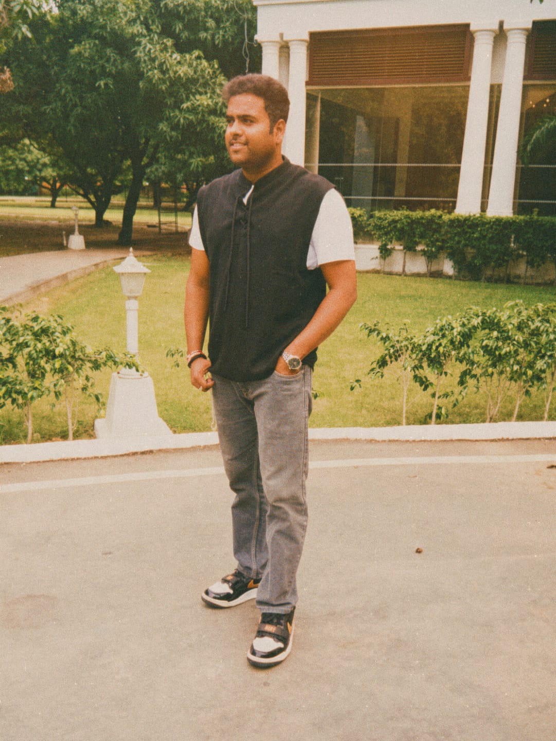 Customer photo review of Black Knitted Henley Vest