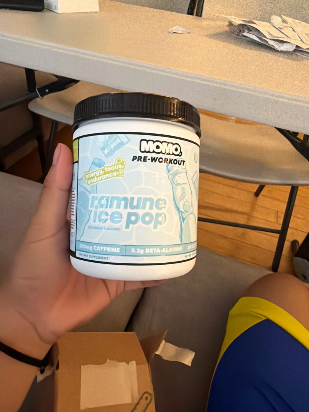 Customer photo review of MOMO® pre-workout | Ramune Ice Pop | 40 scoops