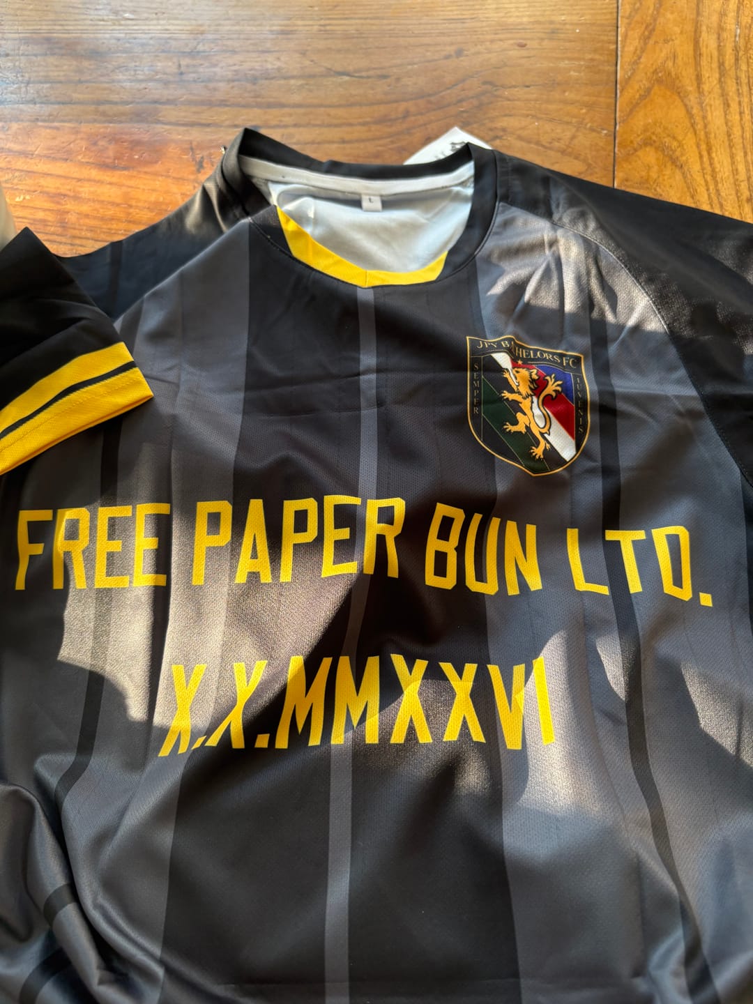 Customer photo review of Custom Black Classic Striped Personalized Football Kit Jersey