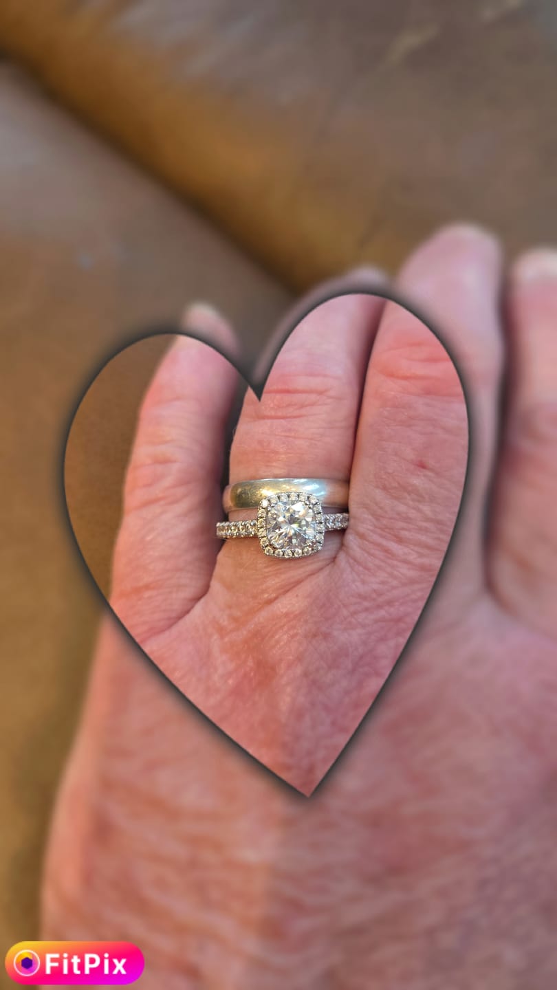 Customer photo review of Halo Cushion Moissanite Pave Engagement Ring