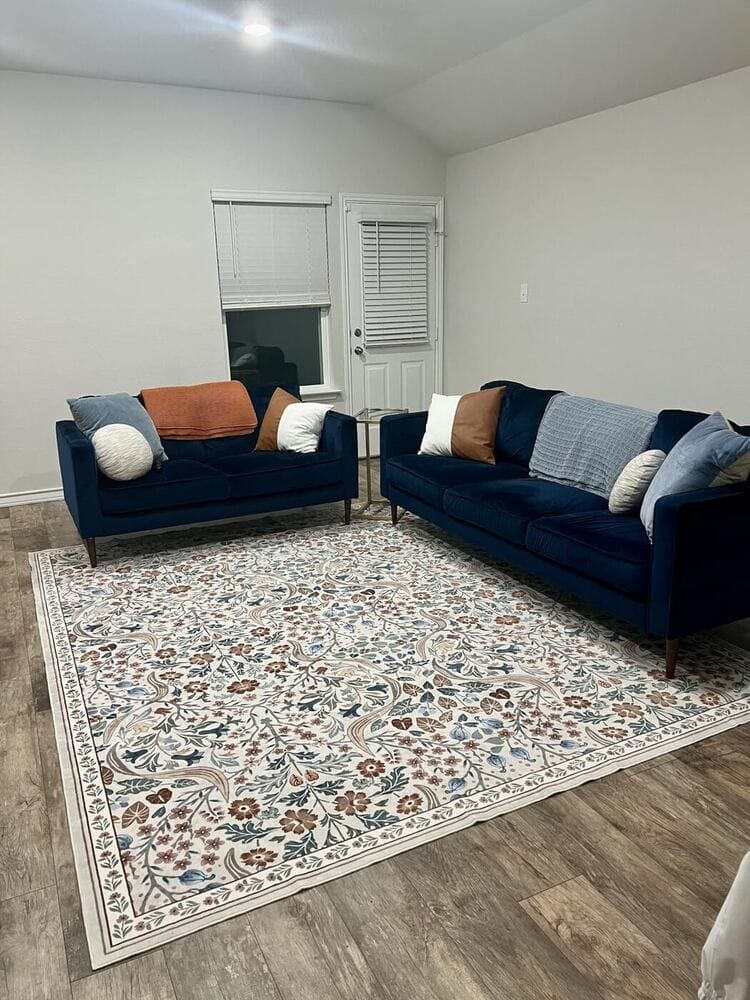 Customer photo review of Rug – Maximalism Vibrant Blossom Floral – Warm Beige