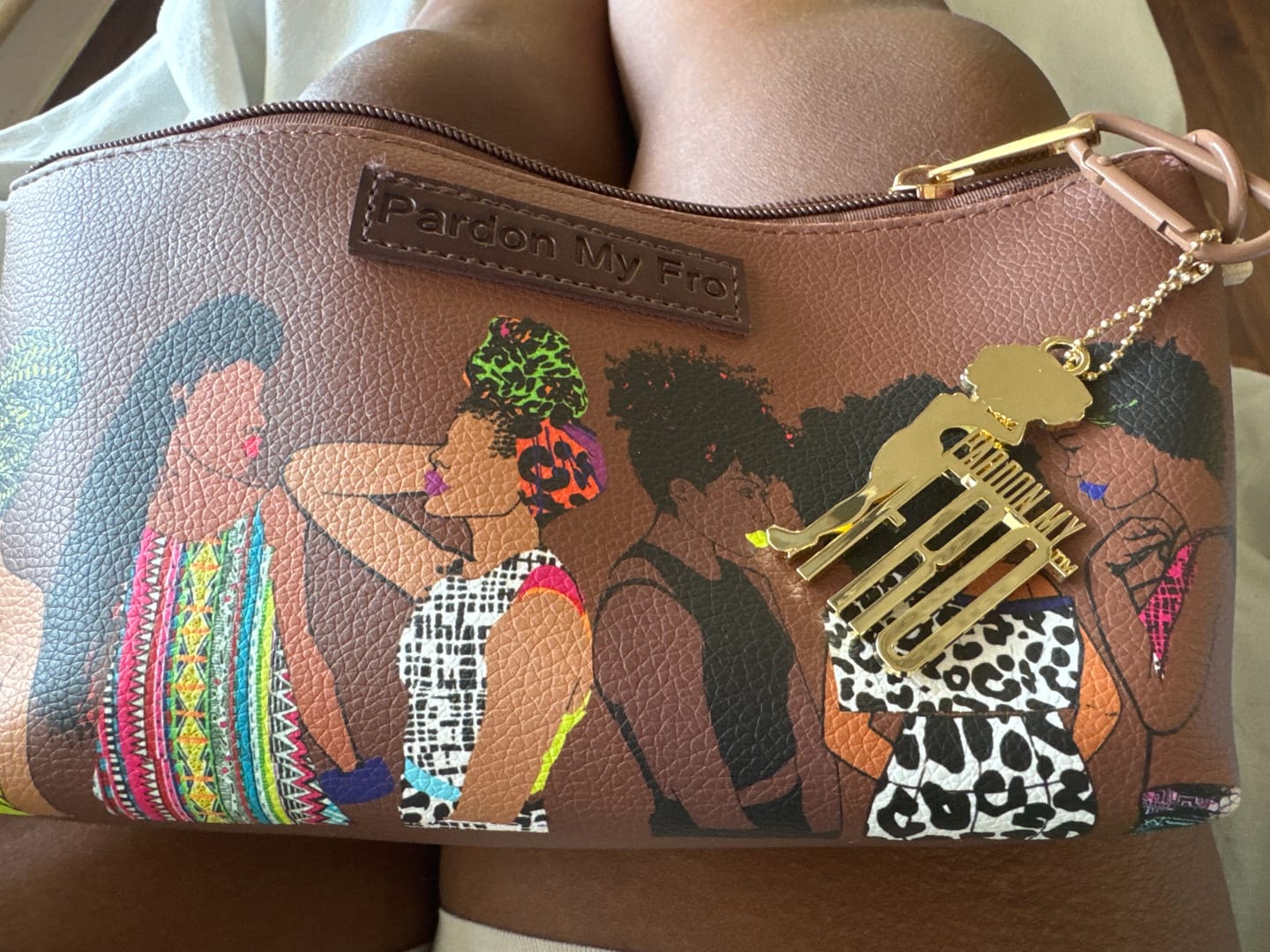 Customer photo review of Pardon My Fro Gold Logo Bag Charm