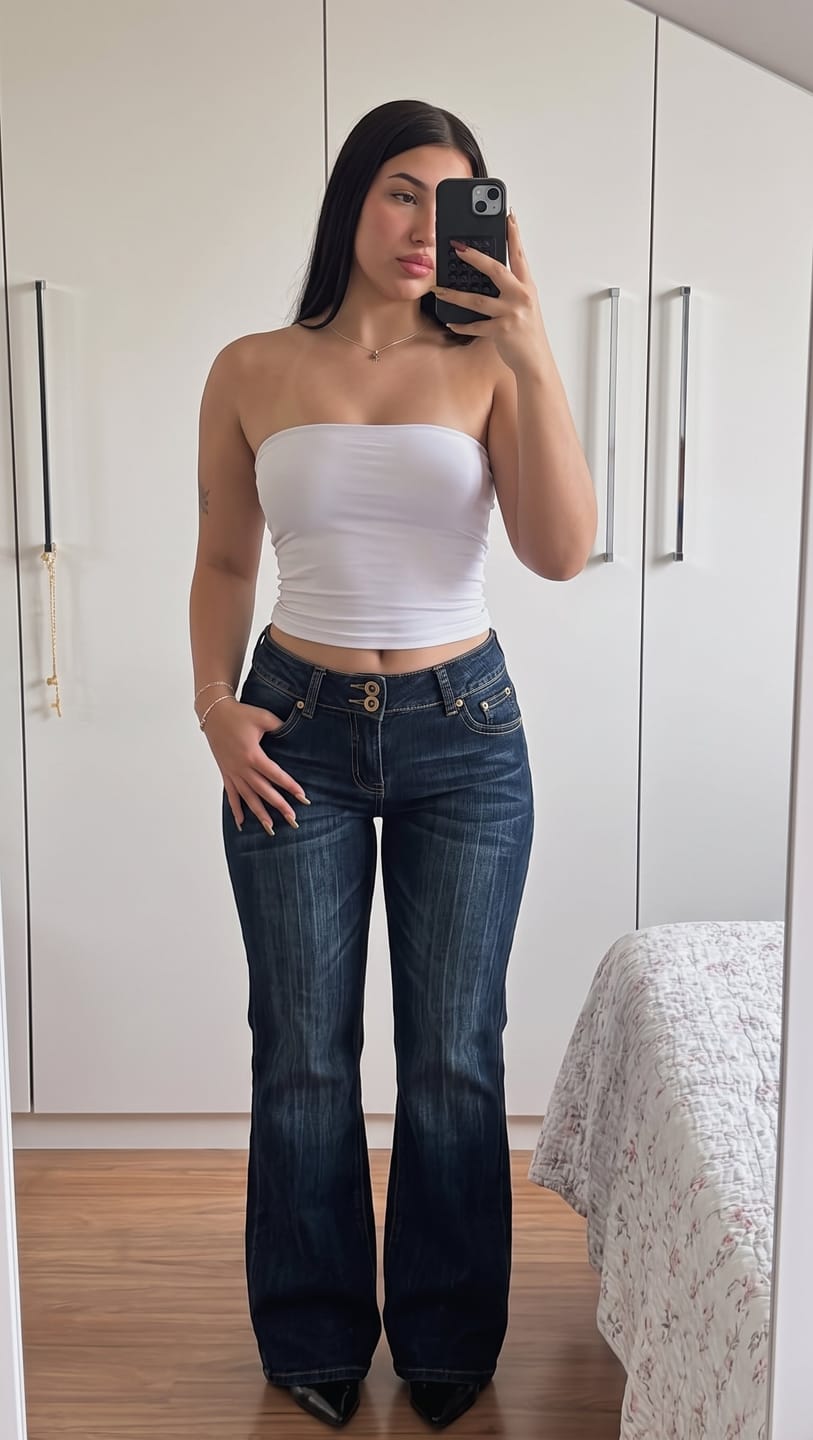 Customer photo review of Retro Düşük Bel Kot Pantolon